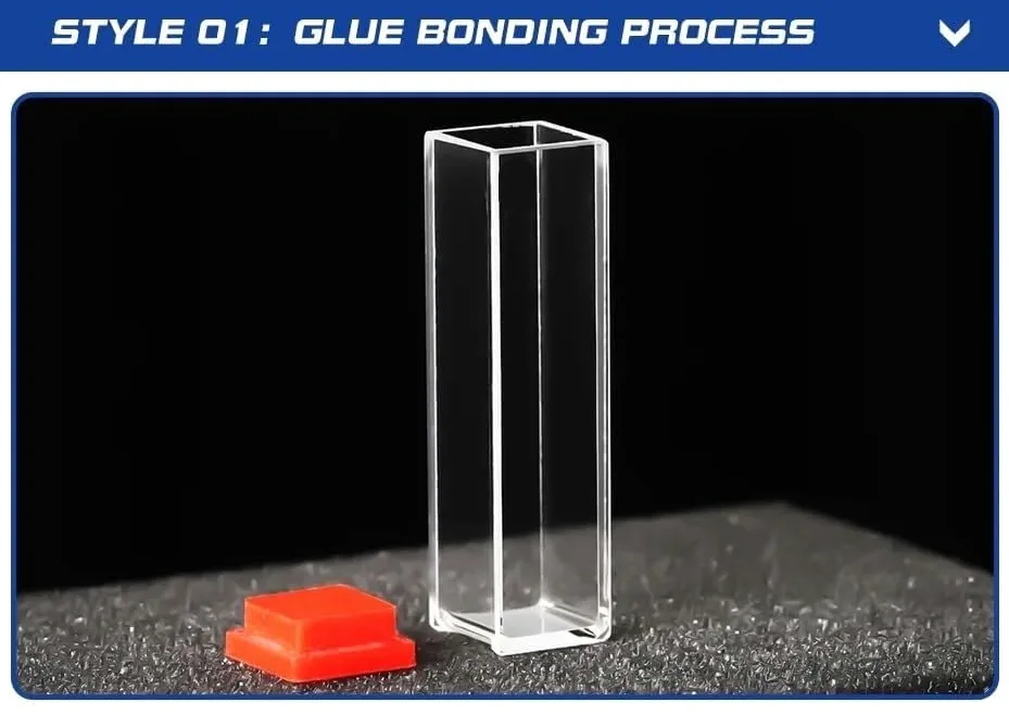 Celda de cubeta de vidrio de 3,5 ml con tecnología de sinterización de frita: longitud de paso de 10 mm, vidrio óptico, resistencia a altas temperaturas(Glue bonding)