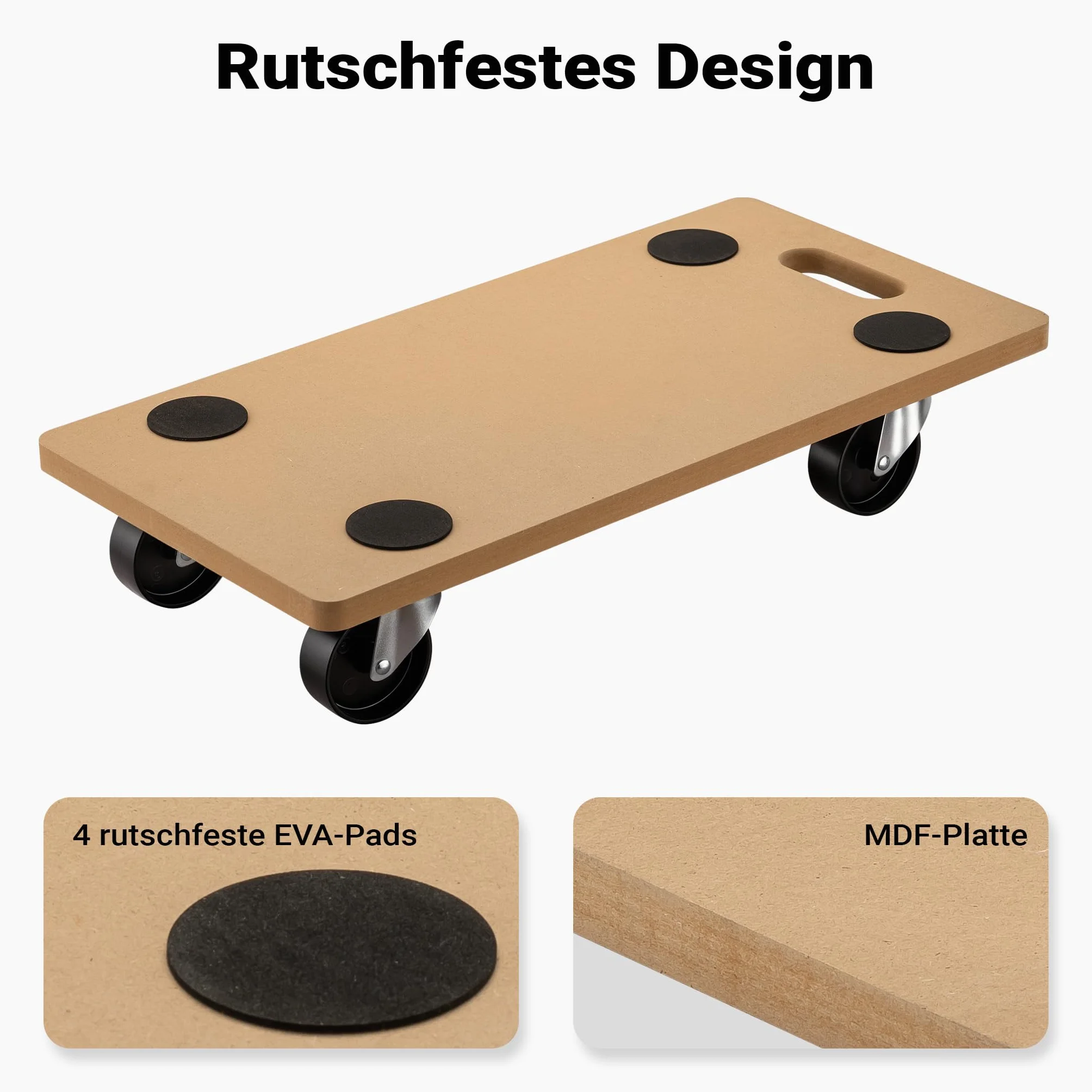 Tabla de Ruedas para Transporte MDF 580x290mm 250kg Plataforma Rodante
