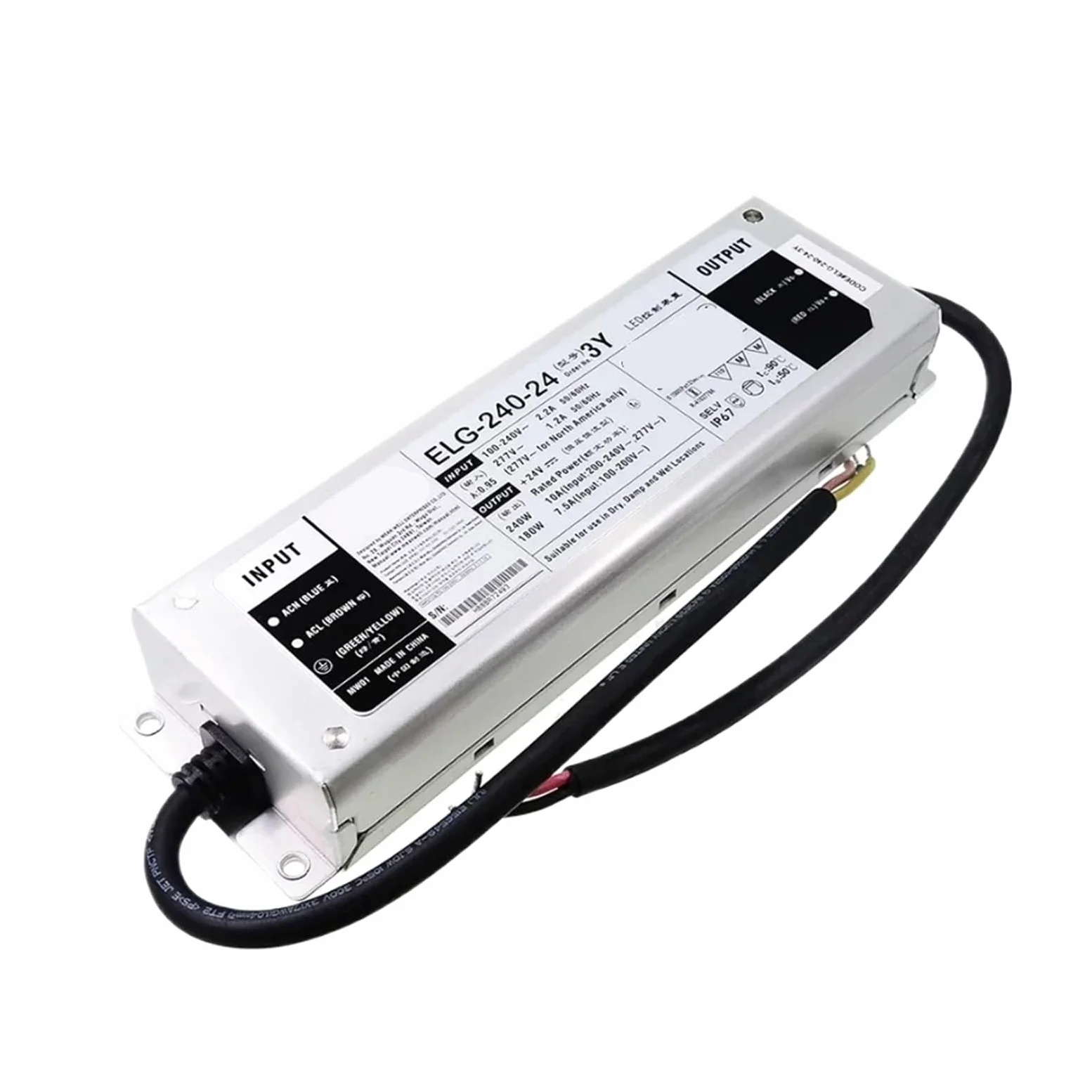 Fuente de alimentación Impermeable IP67 ELG-240-24-3Y ELG-240-36-3Y ELG-240-42-3Y ELG-240-48-3Y ELG-240-54-3Y(ELG-240-24-3Y)