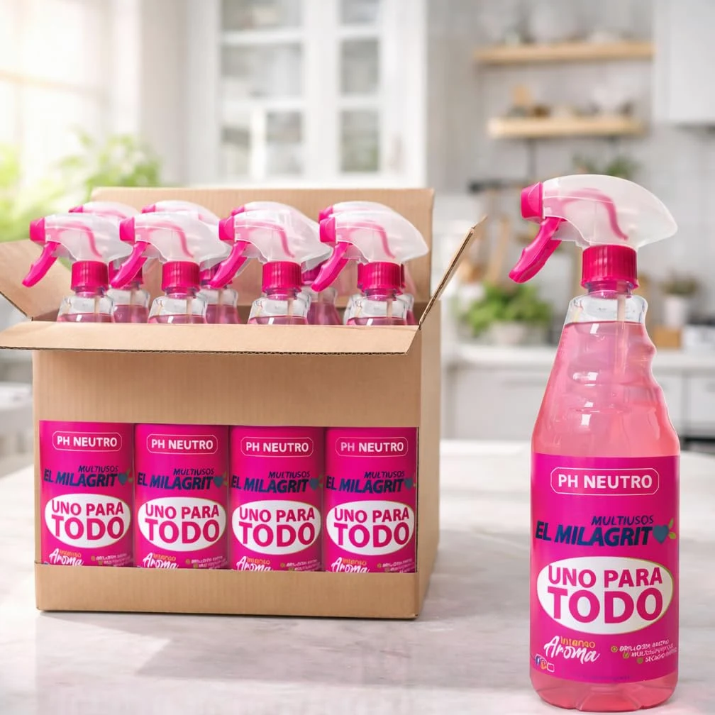 Limpiador Multiusos en Spray, pH Neutro, Aroma Intenso, 750ml, Pack de 12 Unidades