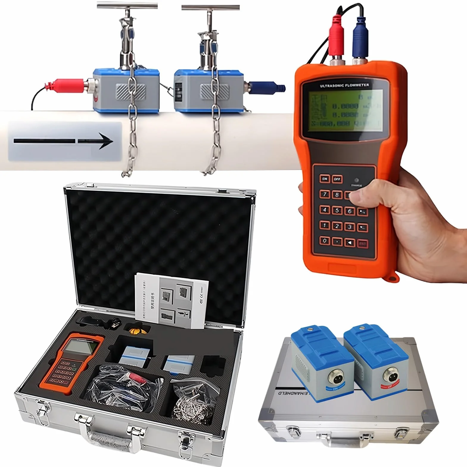 Medidor de Caudal Ultrasónico TUF-2000H/HT-2000H Medidor de Caudal de Agua con Transductor de Abrazadera TS-2/TM-1/TL-1 (Estándar) TS-2 -HT/TM-1-HT/TL-1-HT (Alta Temperatura),TM1