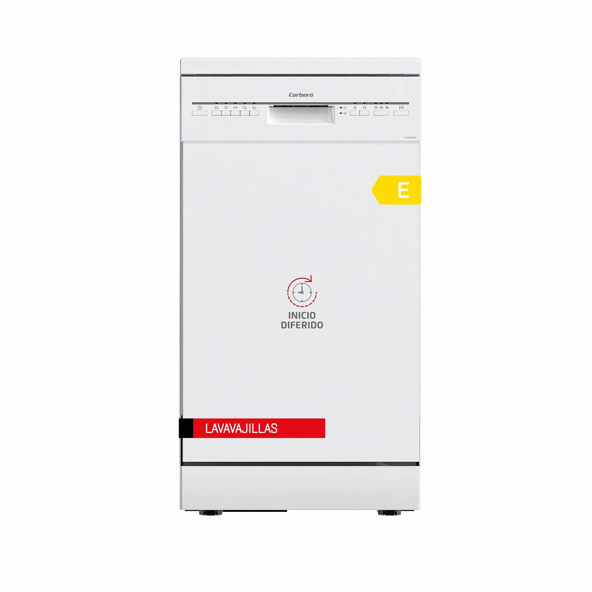 Corberó Lavavajillas Plus 45cm CLVM403W 10 Cubiertos 5 Programas Blanco 49dB Eficiencia Energética E