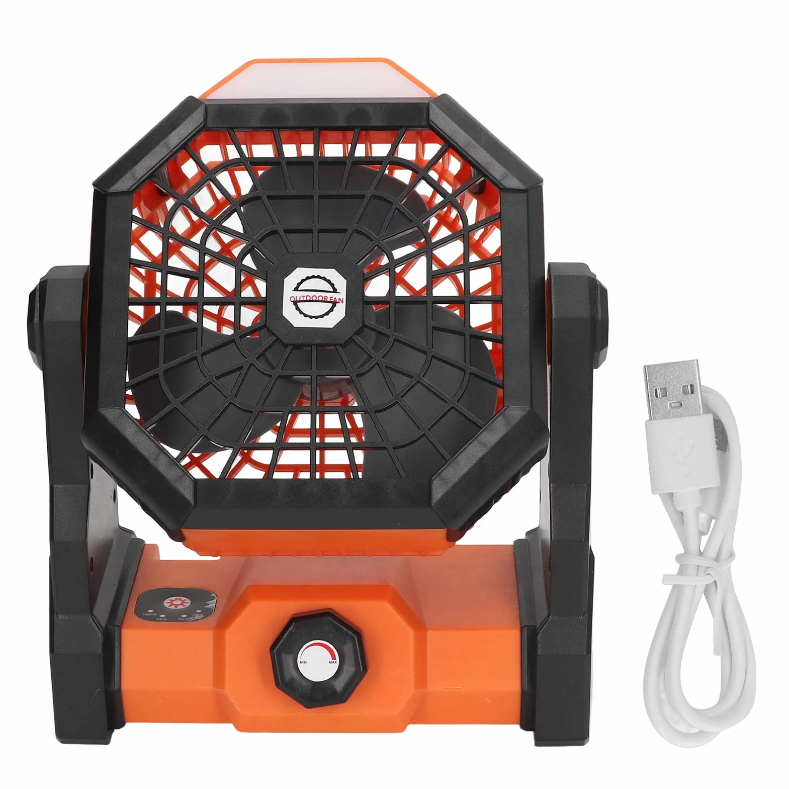 Ventilador Portátil Recargable 7800mAh para Camping Senderismo Exterior Naranja