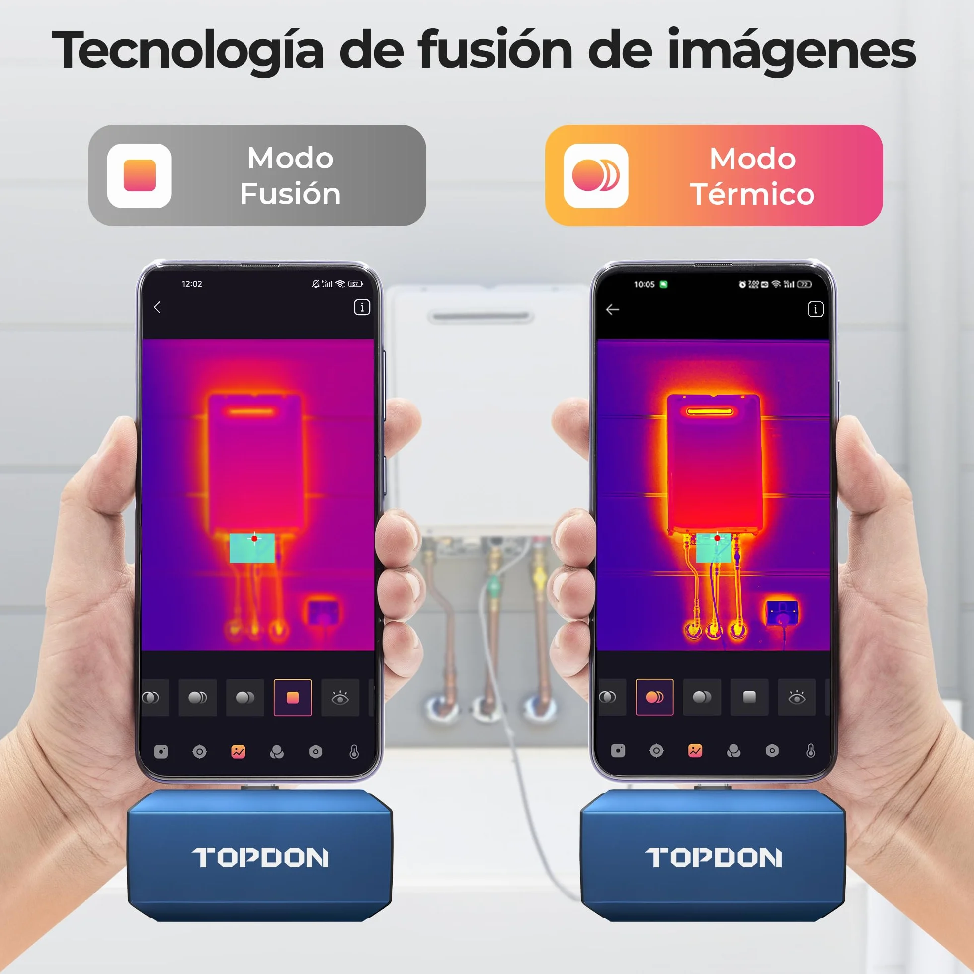 TOPDON TC001 Plus Cámara Térmica para Android, con Cámara Visual, 512x384 Resolución TISR, Rango de Temperatura -20℃ a 550℃, 25Hz Frecuencia de Actualización, Cámara Termográfica Infrarroja USB-C