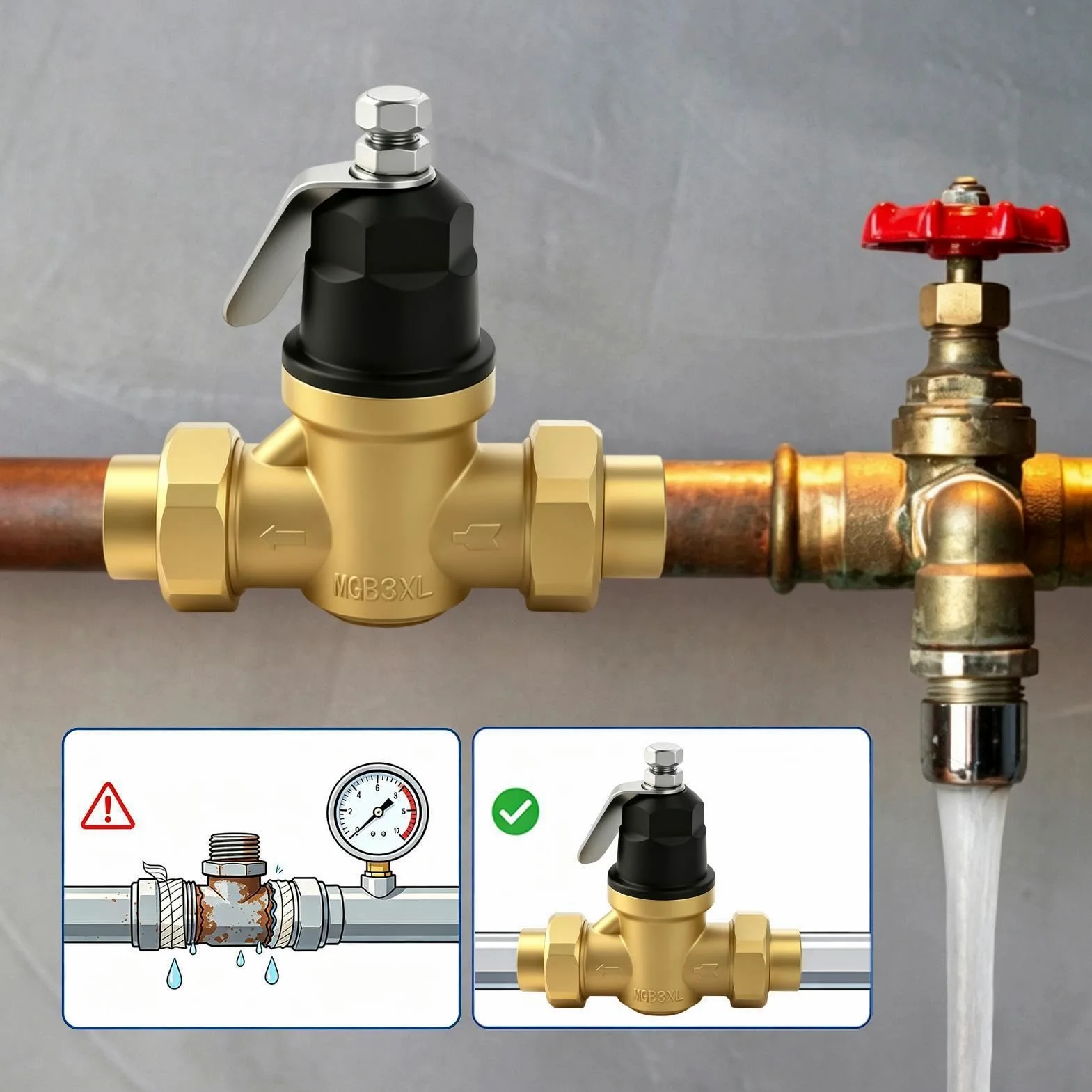 Reductor De Presión De Agua Válvula Ajustable De Grifo De 3/4 Pulgada De | Regulador De Presión De Agua Para Riego Para Hogar Industria Residencial Comercial Jardín Autocaravana Riego