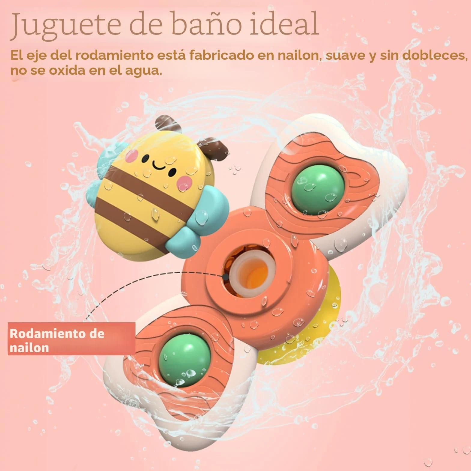 Spinner Bebé con Ventosa 3 Juguetes Giratorios Sensoriales para Baño Trona Viaje