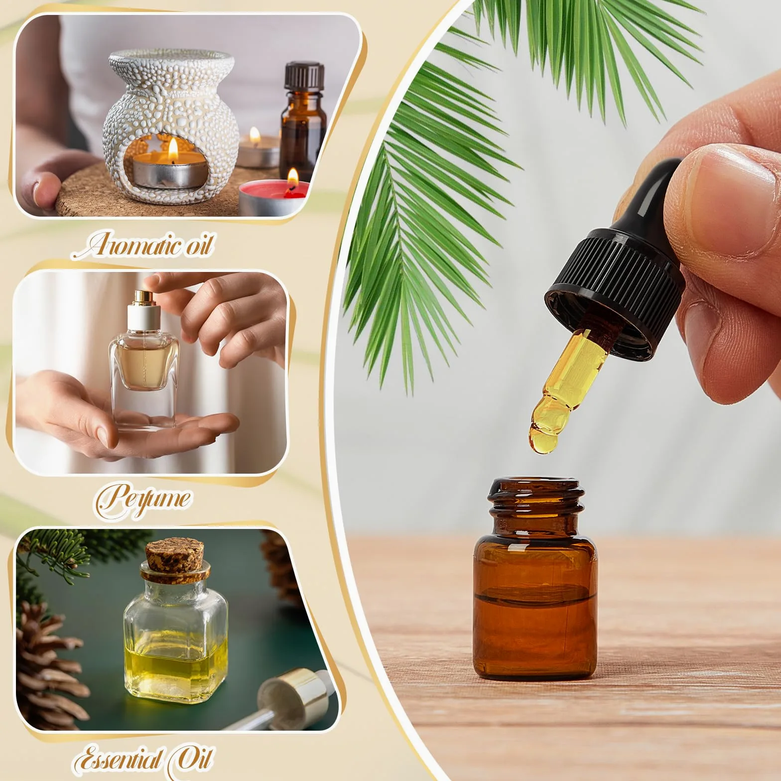 Didaey 200 mini botellas cuentagotas de vidrio, mini botellas cuentagotas, botellas de muestra, viales pequeños de muestra con tapa para viajes, aceites esenciales, perfume de muestra líquida