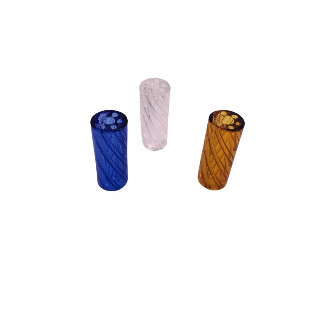 3 puntas de filtro de vidrio trenzadas de vidrio estilo punta de rasgadura, 7 agujeros, 12 mm x 30 mm, fácil de limpiar, reutilizable, azul y dorado transparente, (3 piezas) (mezclado)