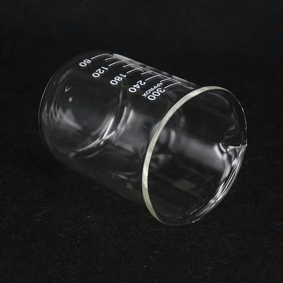 Vaso de precipitados de Vidrio de Forma Baja de 300 ml para experimentos químicos, Material de Laboratorio para Equipos de Laboratorio Escolar