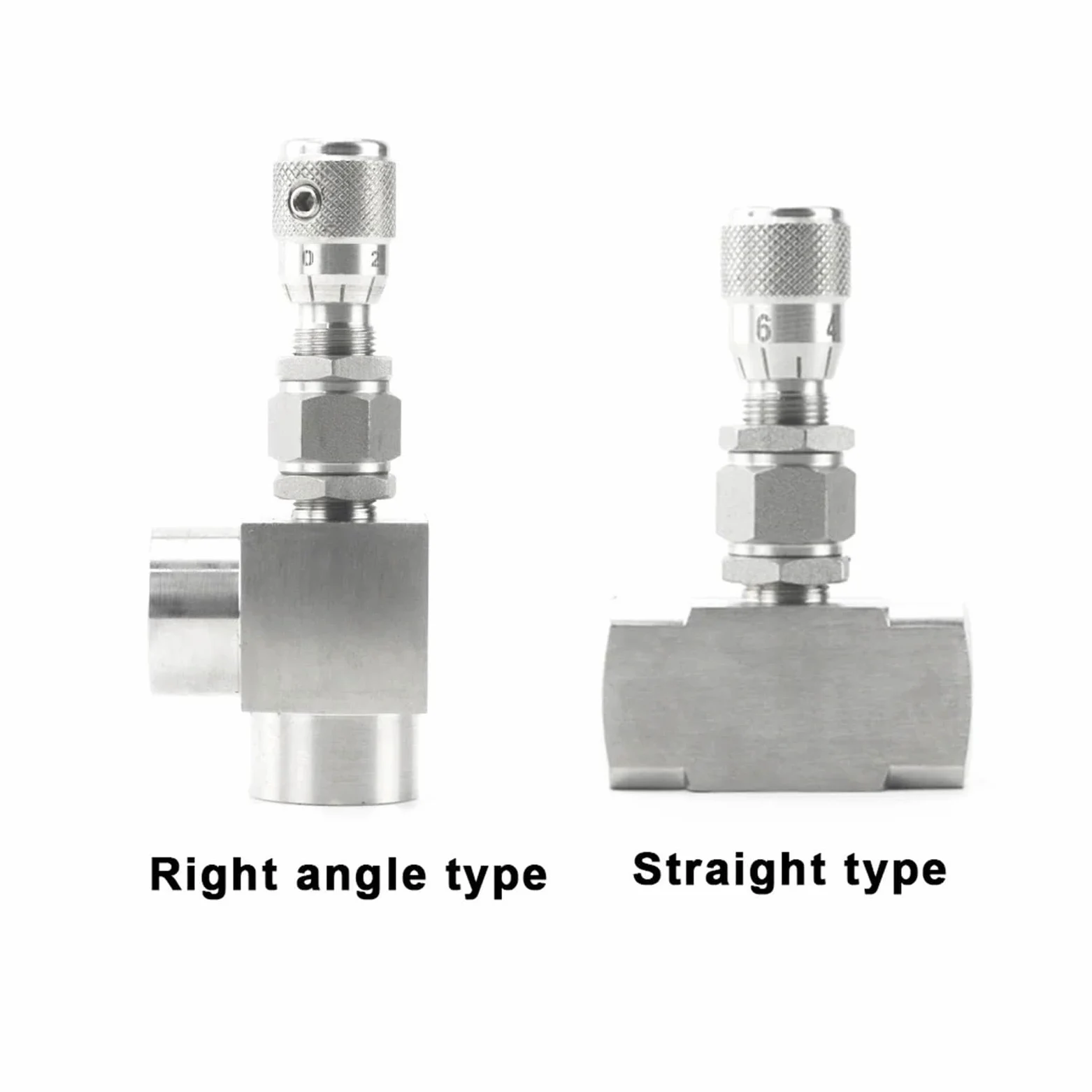 Válvula de aguja recta Válvula de aguja acero inoxidable 1/8", 1/4", 3/8" NPT, 1/2", micromedición, reguladora caudal, controlador for agua, gasóleo(3/8",G THREAD_PRECISION_ELBOW 90)
