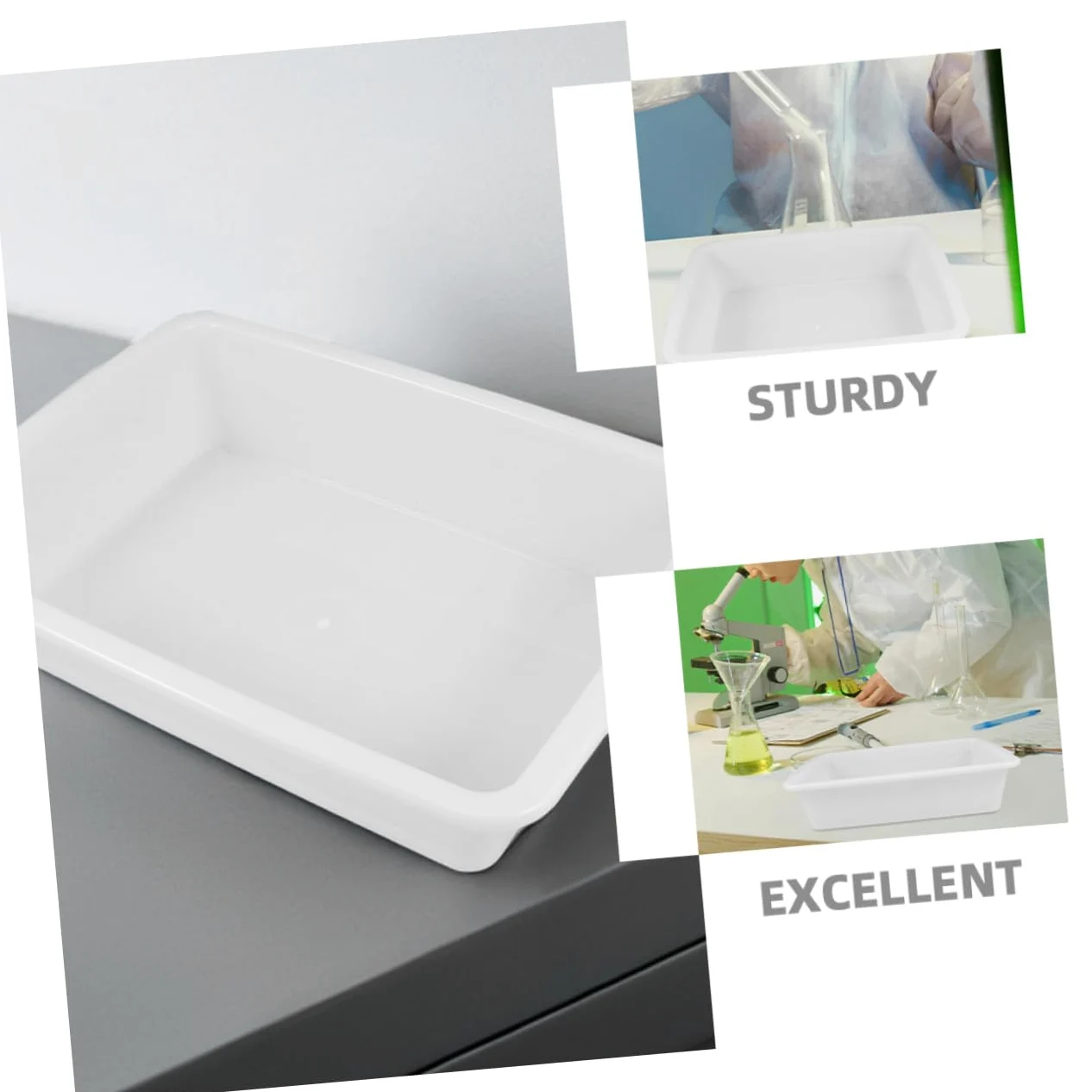 Bandeja De Laboratorio Multifuncional Rectangular 24x17x6,5 Cm, Resistente a Ácidos y Bases, Bandeja De Mezcla Anti-fugas Para Experimentos Químicos y Enseñanza Científica