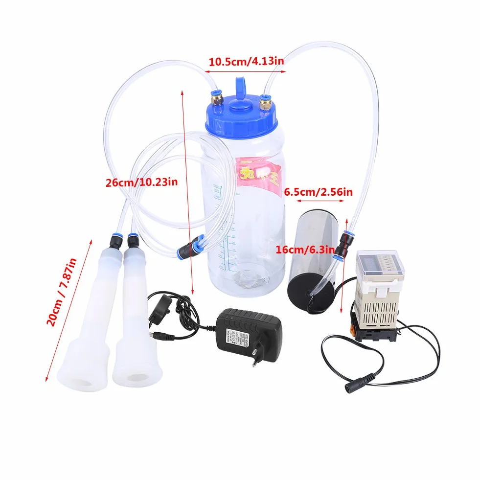 Cocoarm - Melkmaschine eléctrica portátil de 2 l con regulador de impulsos, para vaca de vaca, 100-250 V, enchufe de la UE (enchufe de la UE)