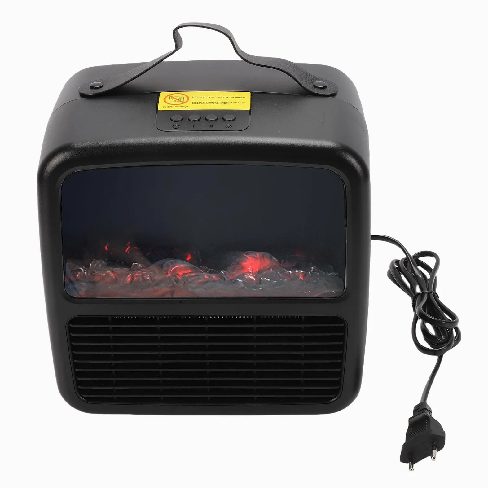 Fdit Calentador Portátil 1500W con Efecto de Fuego 3D Dinámico, Protección contra Sobrecalentamiento, Funcionamiento Silencioso para Oficina en Casa (Enchufe de la UE 230V)