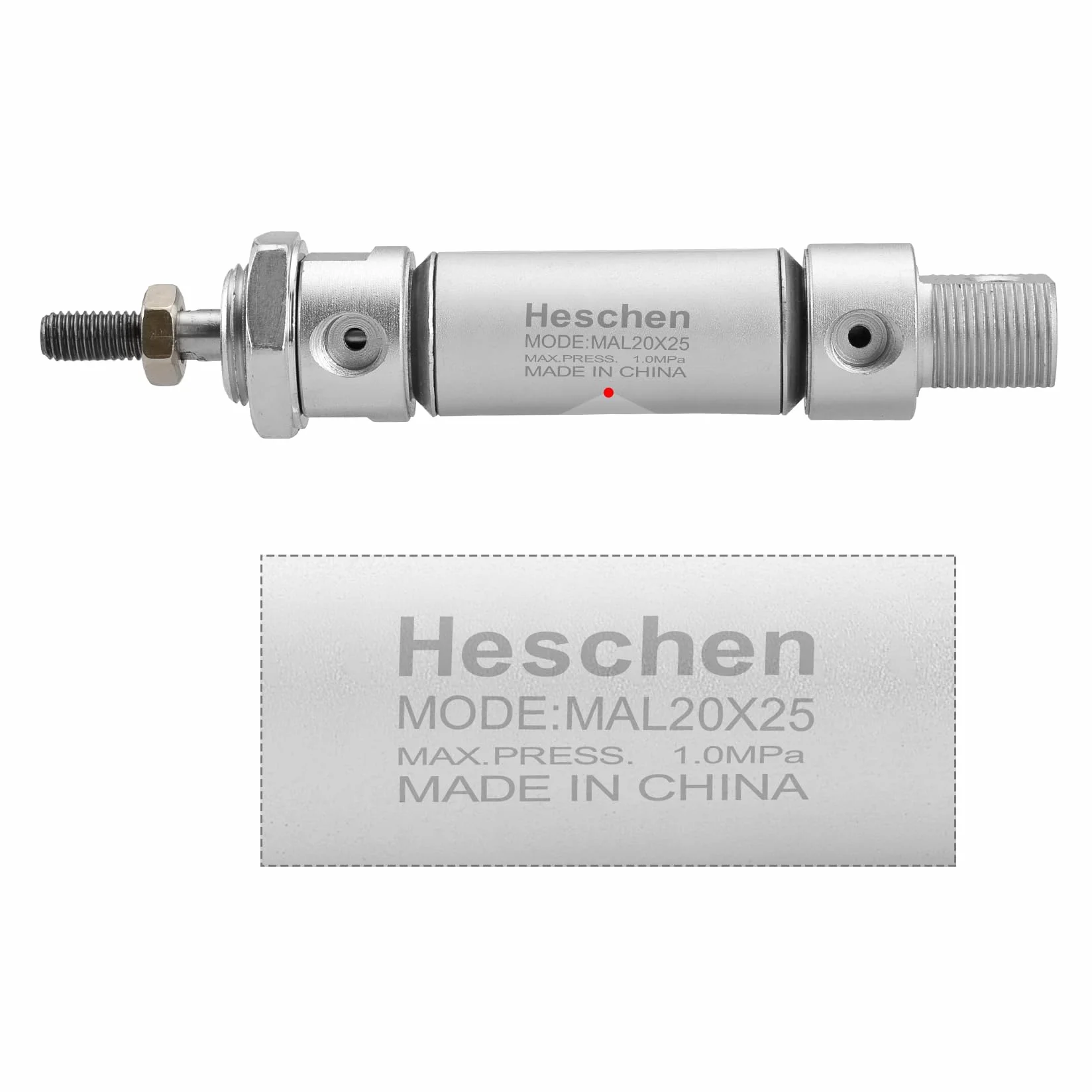 Heschen Cilindro neumático de aire delgado MAL 20-25 PT1/8 puerto 20 mm orificio 25 mm carrera de doble acción