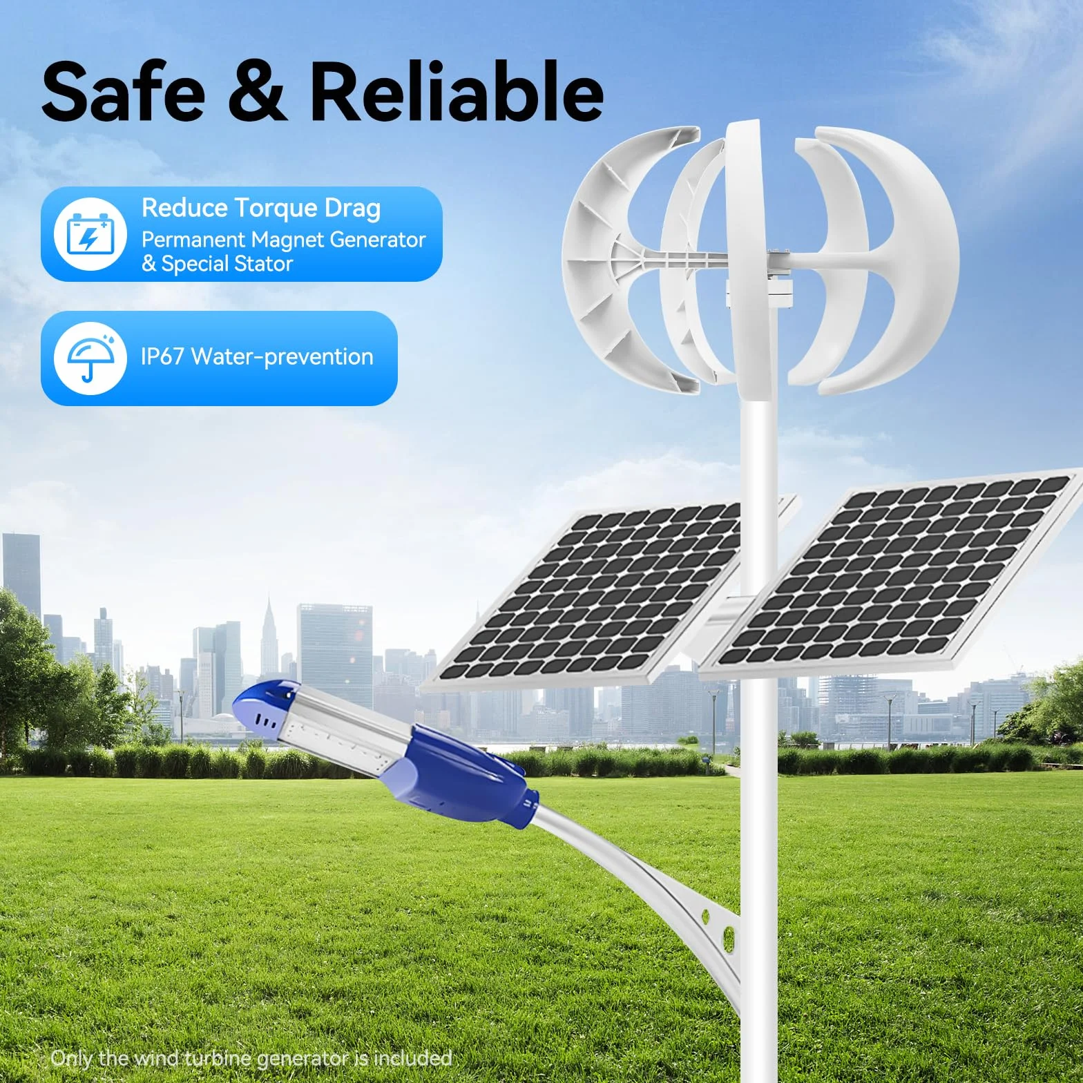 Kit de generador de turbina eólica vertical de 600 W y 24 V, diseño de farolillo de 5 hojas con controlador, viento de arranque de 6,56 ft/s, resistente a tormentas y resistente al agua para casa