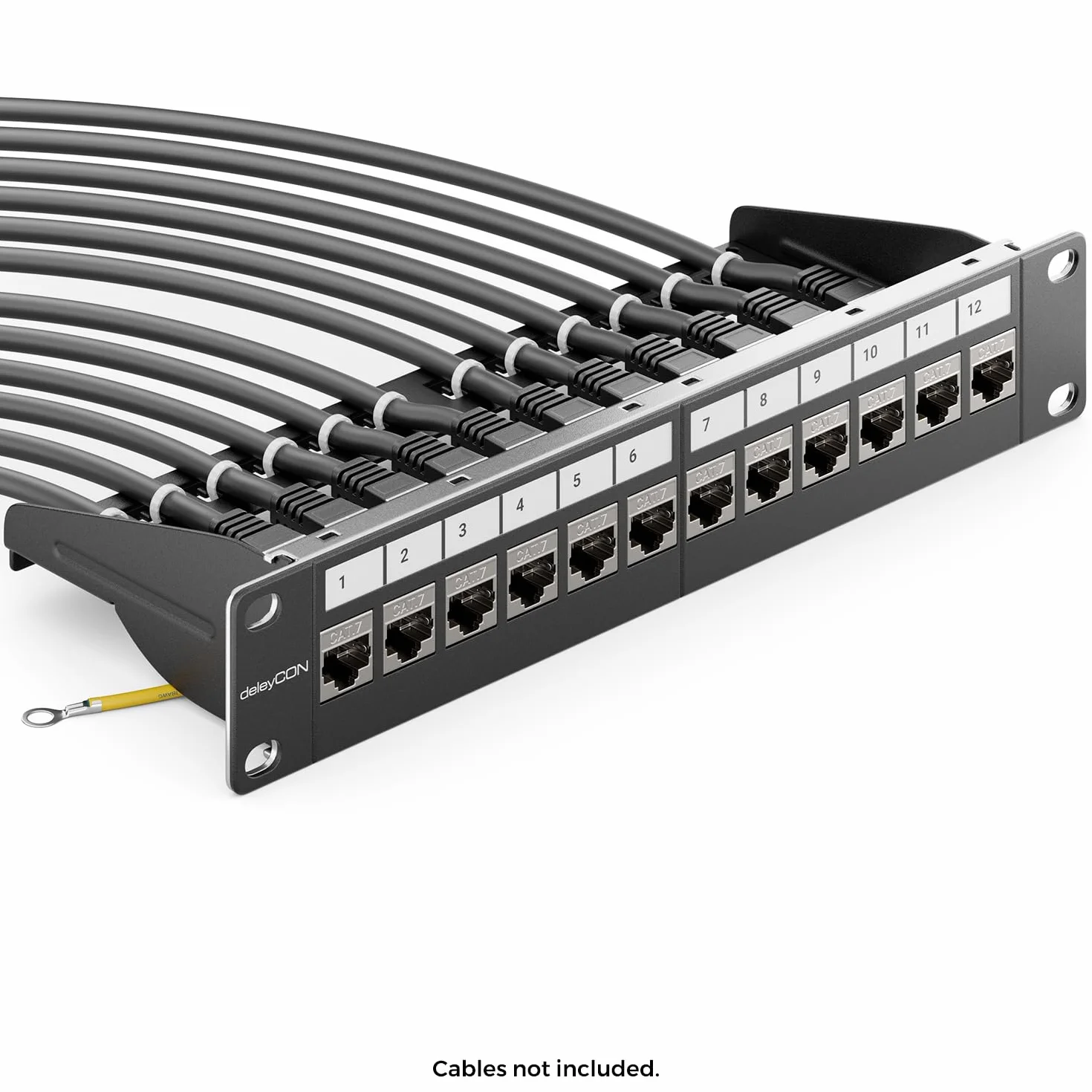 deleyCON Panel de conexión modular 12 puertos CAT 7 + 12 módulos Keystone 10 pulgadas negro