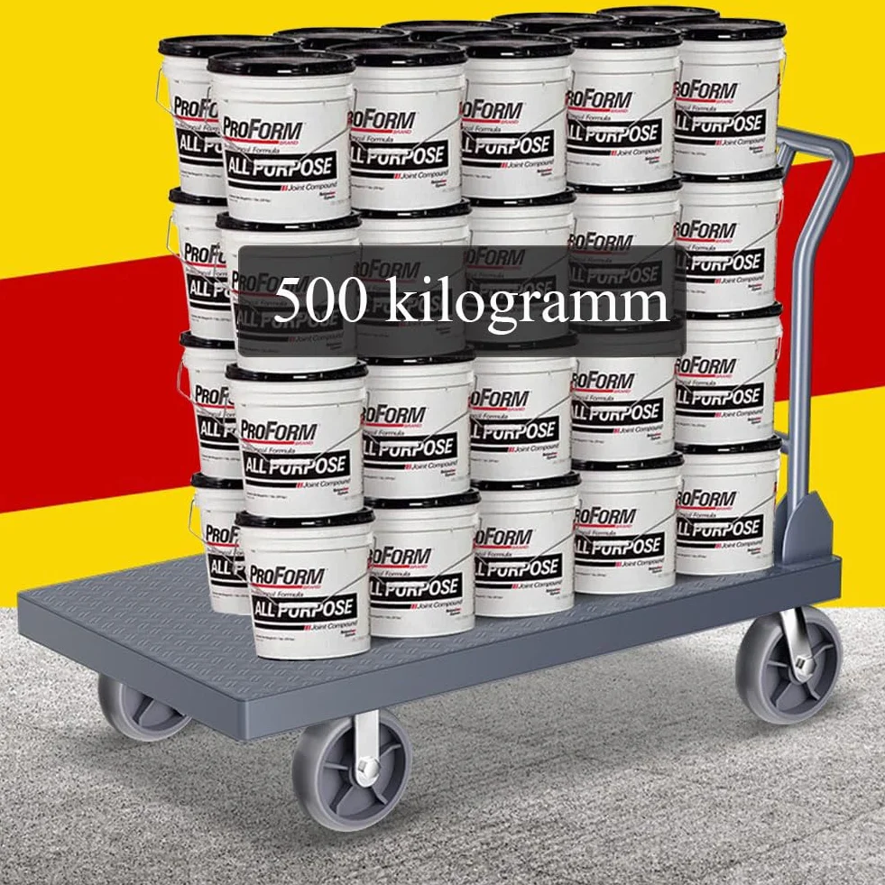 Carro de Plataforma Plegable 500kg Ruedas Grandes Carretilla de Carga Camión de Transporte Carrito Plataforma de Mano Transporte Anticolisión para Mudanzas Almacén Industrial (90 x 60 cm)