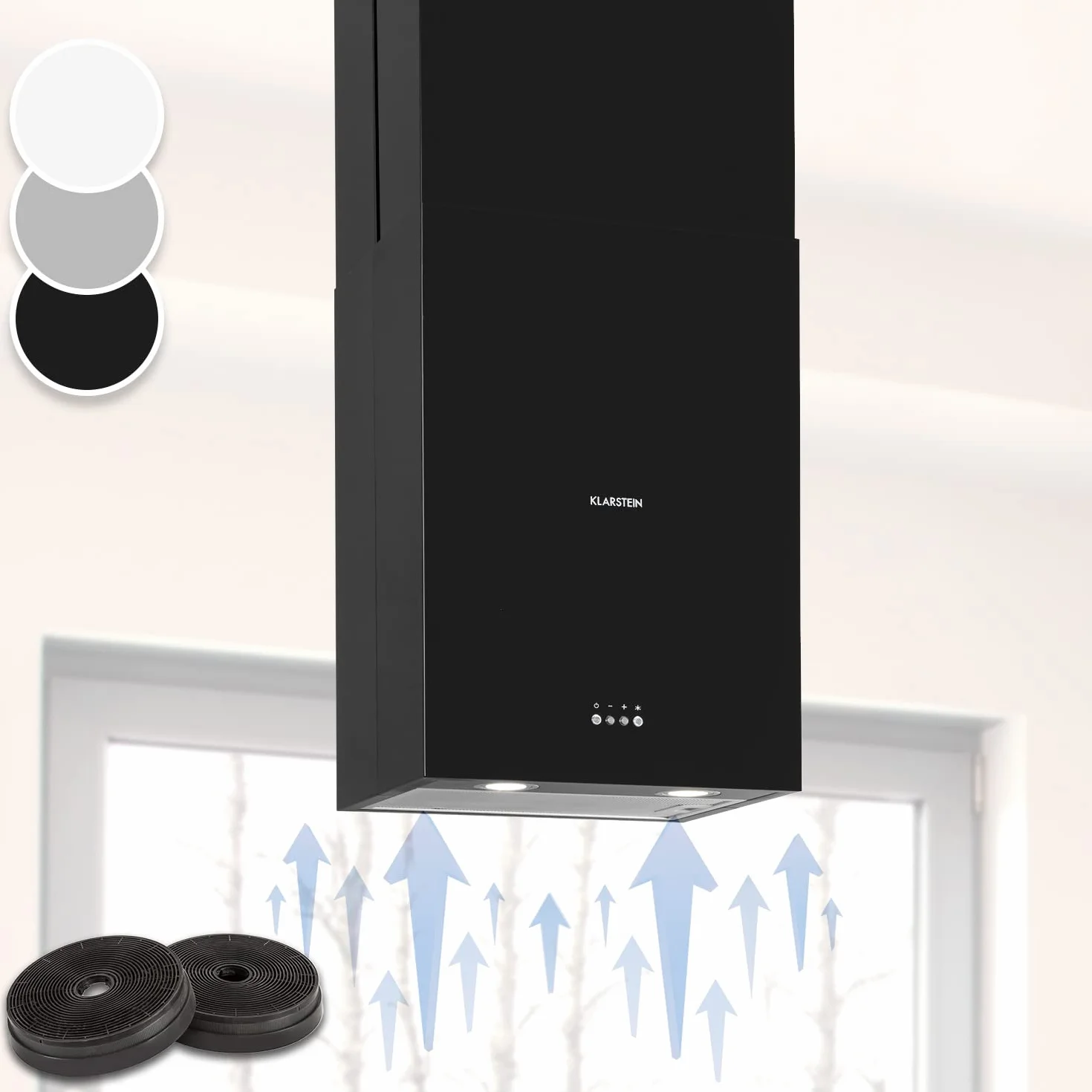 Klarstein Campana Isla Cocina Extractor 641m³/h Temporizador 3 Modos Filtros Carbón Activo