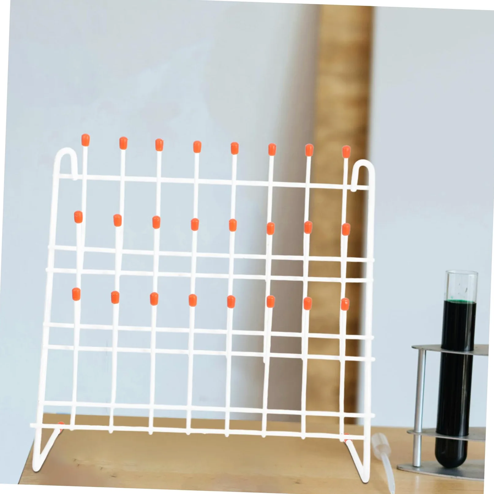 Gradilla para Tubos de Ensayo de Laboratorio 24 Puestos Hierro | Blanco, Ligera y Fácil de Transportar, para Secado de Vasos y Uso en Laboratorio E Investigación