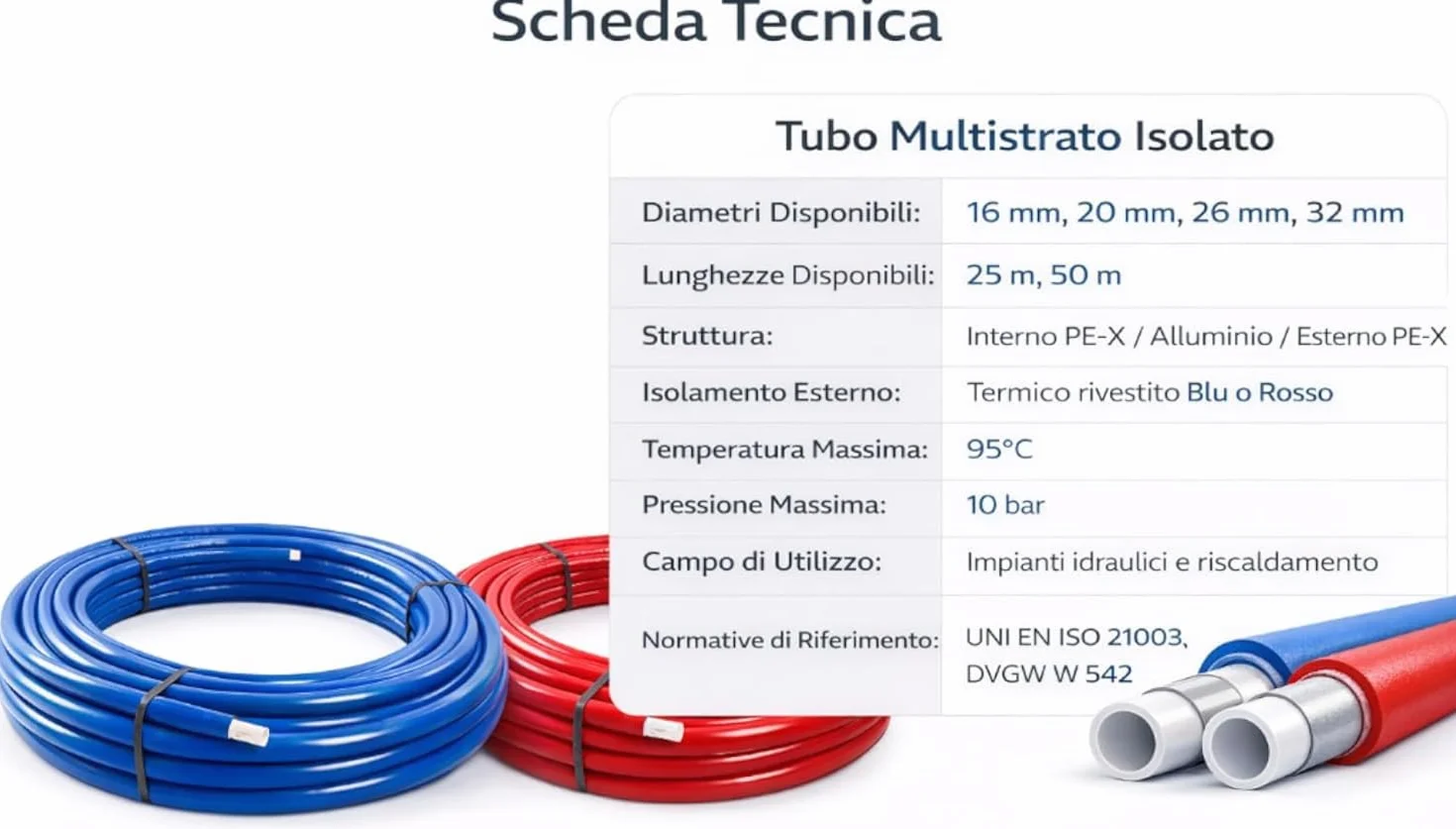 Tubo Multicapa PERT-AL-PERT Aislado Azul 32 mm 25 Metros