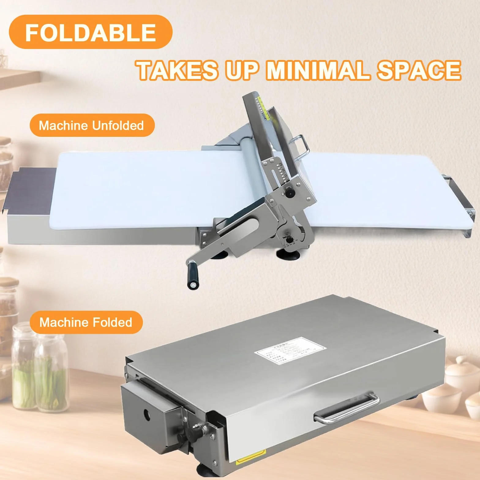 Laminadora de Masa Manual Compacta, 30cm/40cm Laminadora de Masa de Acero Inoxidable, Grosor Ajustable 0-25 mm, para elaborar pizza, croissant y productos de pastelería delicada 400-Model