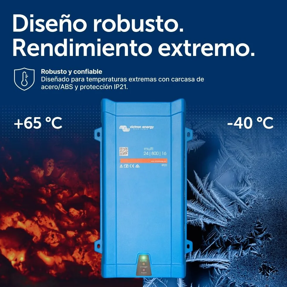 Victron Energy MultiPlus 800VA 24-Voltios 230V Inversor de Onda sinusoidal Pura 16 amperios Cargador de batería