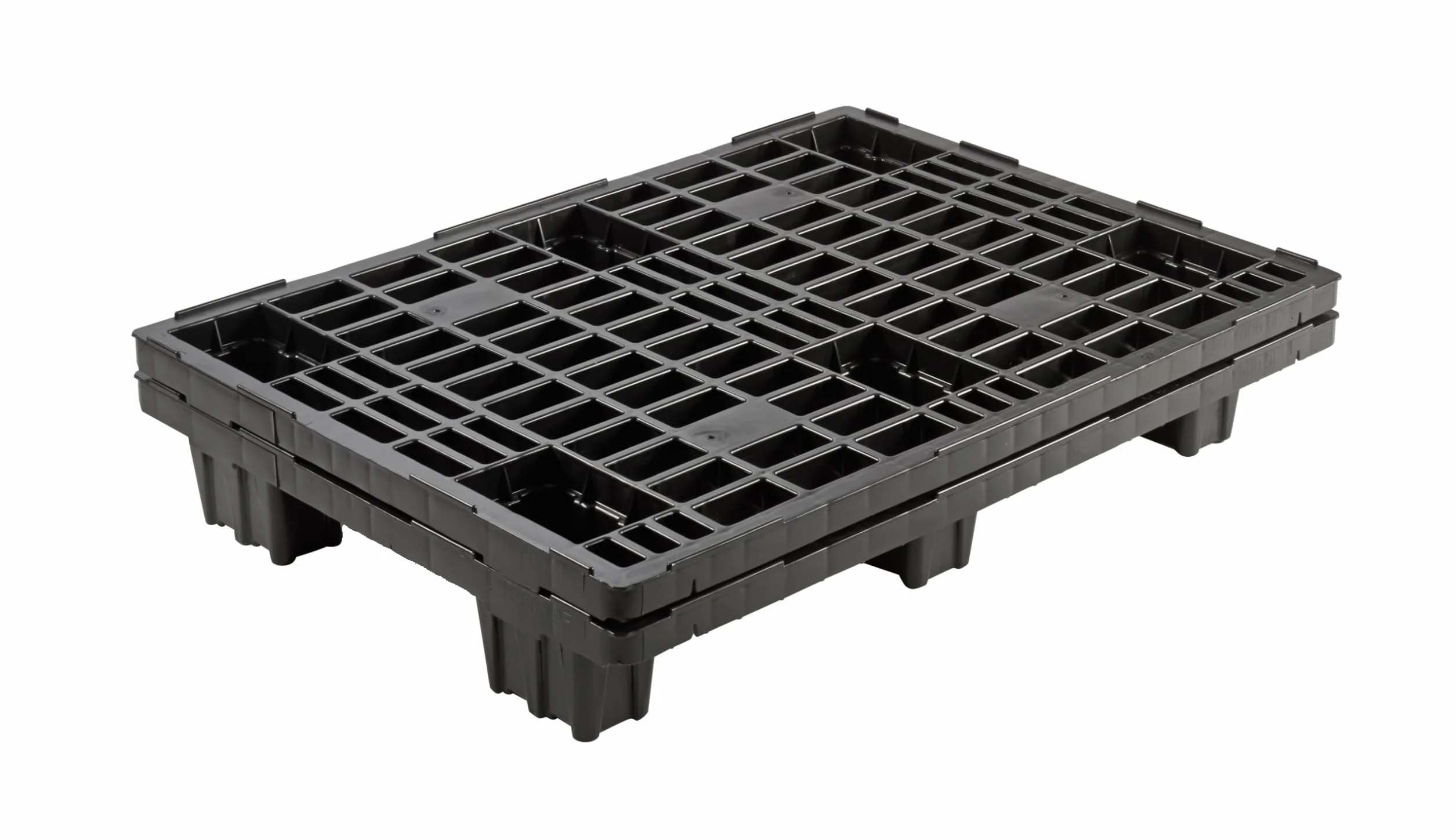 Catolo 5 paletas ligeras, 80 x 60 cm, negro, paleta industrial con estructura de rejilla, plástico, medio europalé, palé de plástico, 80 x 60 cm, 5 unidades