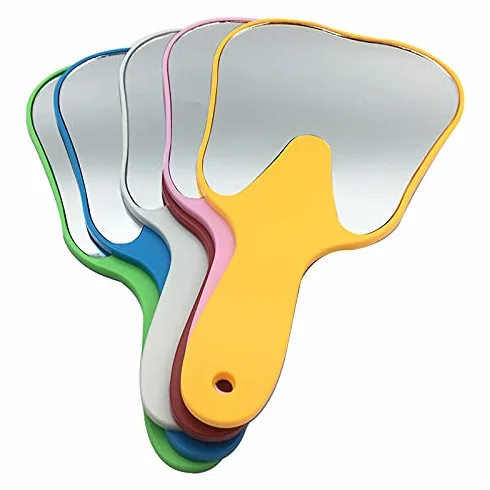 Espejos de cara dental para paciente forma molar color aleatorio 5 piezas