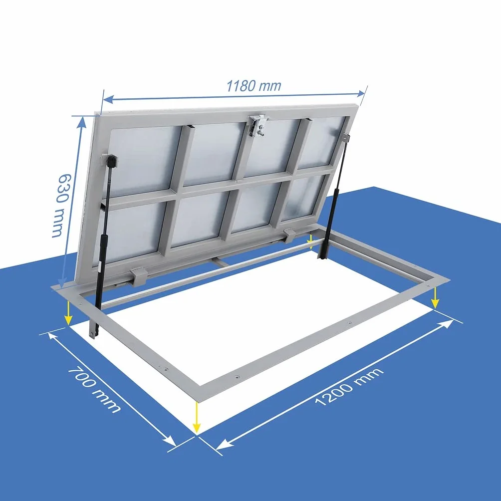Trampilla de suelo Aluminio 700 mm x 1200 mm(P) Tapa de Registro Tapa de Pozo Puerta de Inspección Tapa de Escotilla