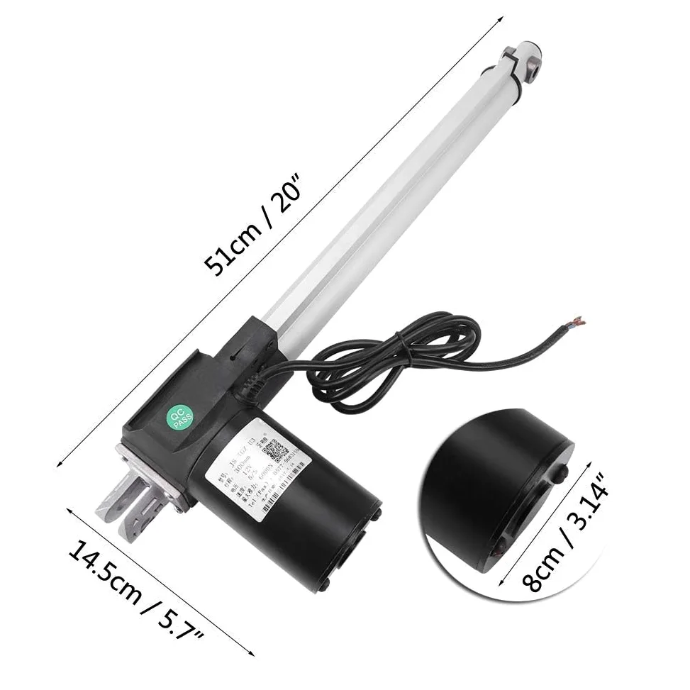 Accionamiento lineal de 12 V CC, actuador lineal, motor lineal, actuador lineal, actuadores para abrepuertas eléctricas médicas electrónicas, 6000 N, 300 mm