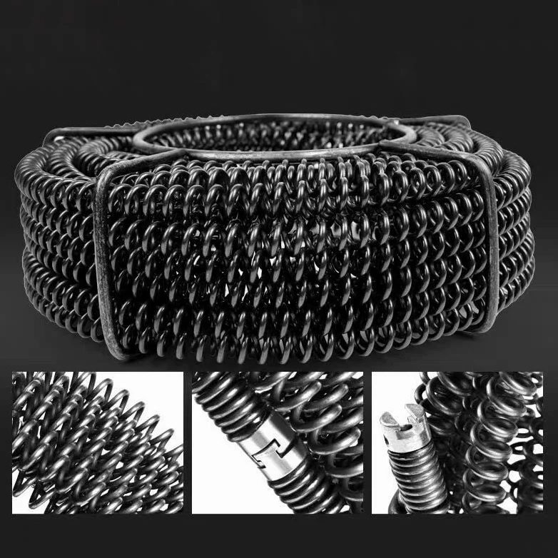 Juego de muelles de extensión for draga de tubería de drenaje doméstico de 14M de longitud, resorte de compresión for draga de alcantarillado con conector for tubería de 10-100MM