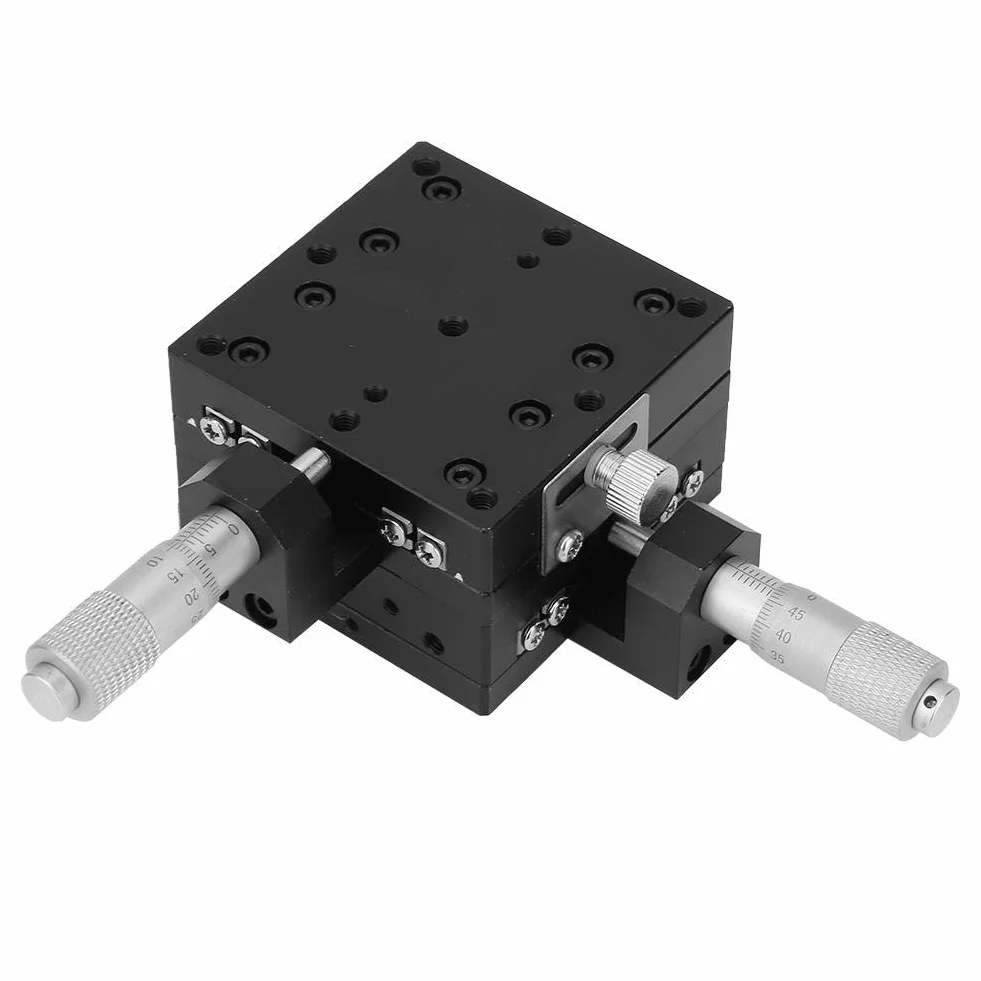Keenso XY-Lineartisch SEMY60-AC - Micrometro Manual de precisión, Plataforma de Desplazamiento Lineal, cojinete de Desplazamiento, Mesa corredera, guía de Rodillos XY, Eje de 60 x 60 x 40 mm