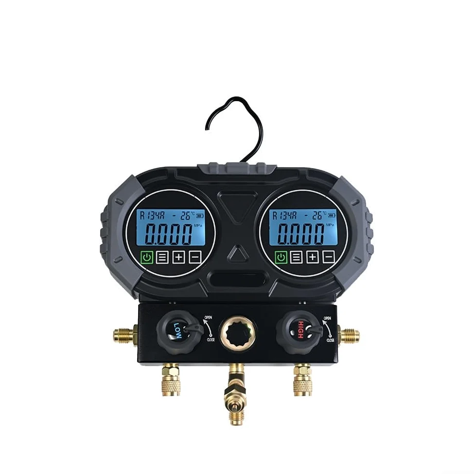 Manómetro digital, 0-6000 kPa juego de manómetro de refrigerante digital, dispositivo de prueba de presión de vacío digital para aire acondicionado y bombas de calor (MG-301 Medidor Único)