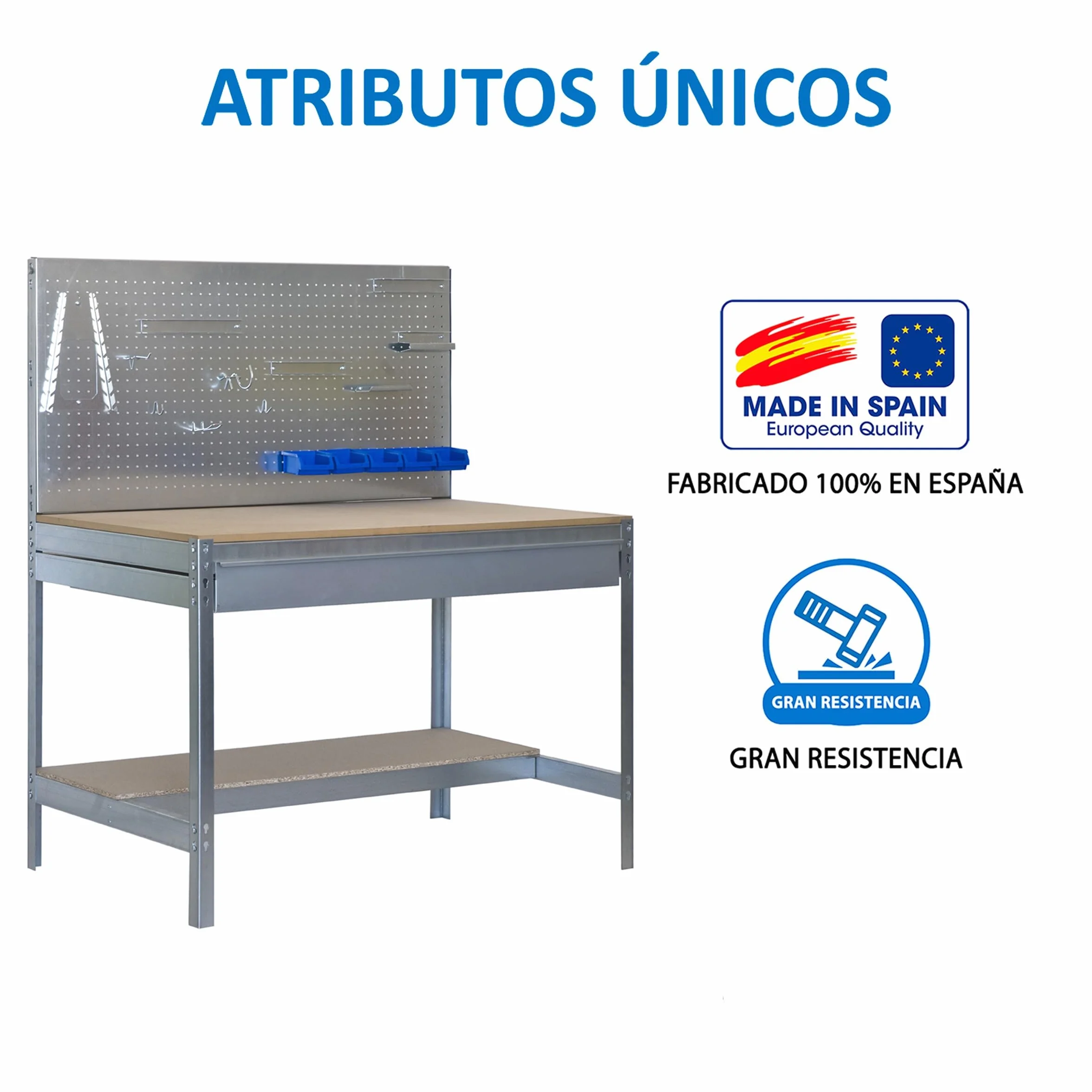 Simon Rack Banco de Trabajo Taller 400 kg 1445x910x610 mm Galvanizado Madera BT2