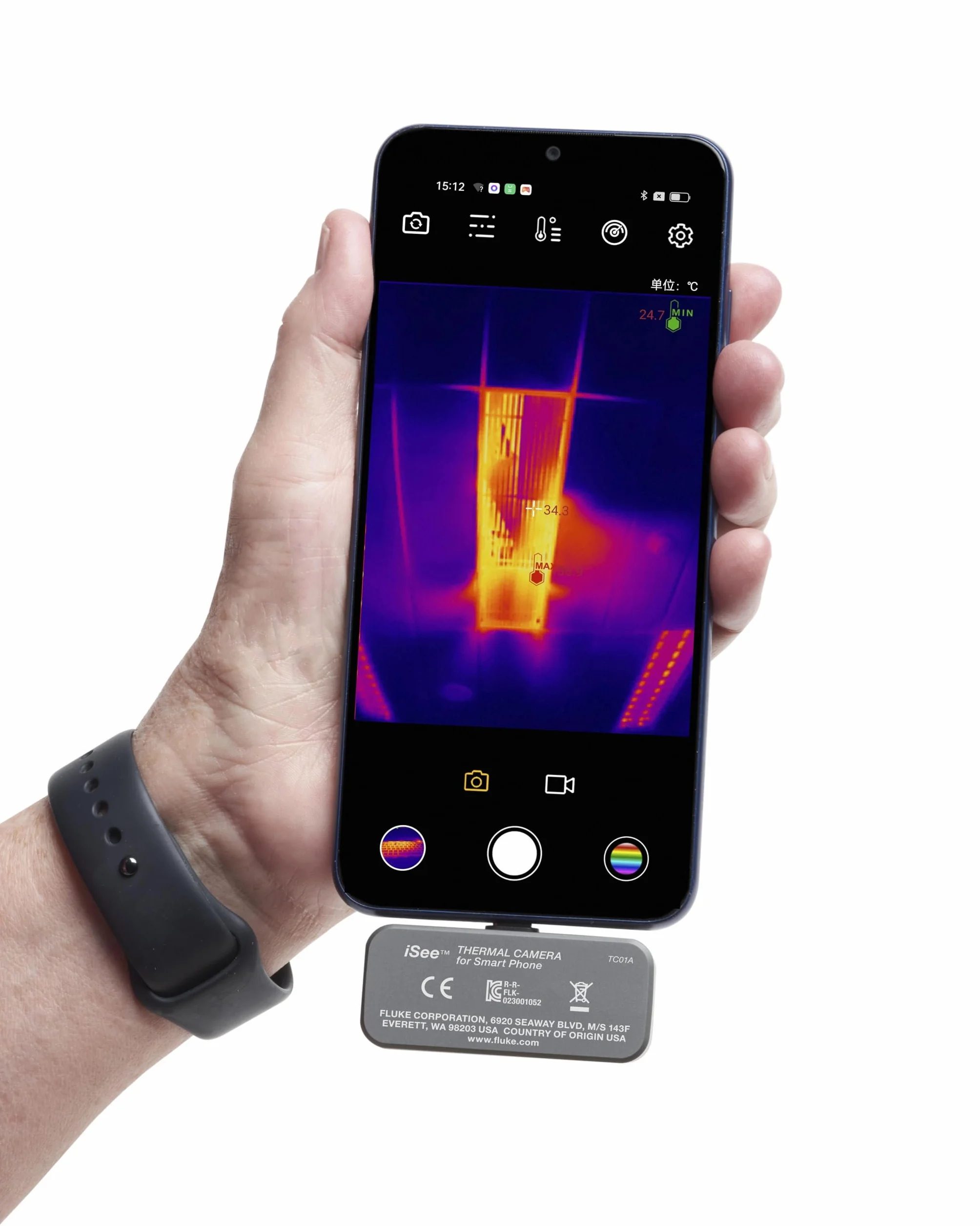 Fluke TC01A 25Hz - iSee Cámara térmica móvil para Smartphones Android, Rango de Temperatura de hasta 1200°F