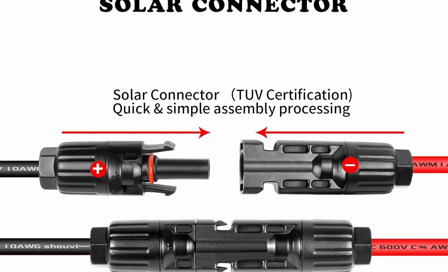 Conector de panel solar a XT60 Cable conector de 50 pies, 10 AWG Solar a XT60 Cable de extensión de carga XT60 (enchufe hembra) para panel solar plegable RV, estación de energía portátil, generador
