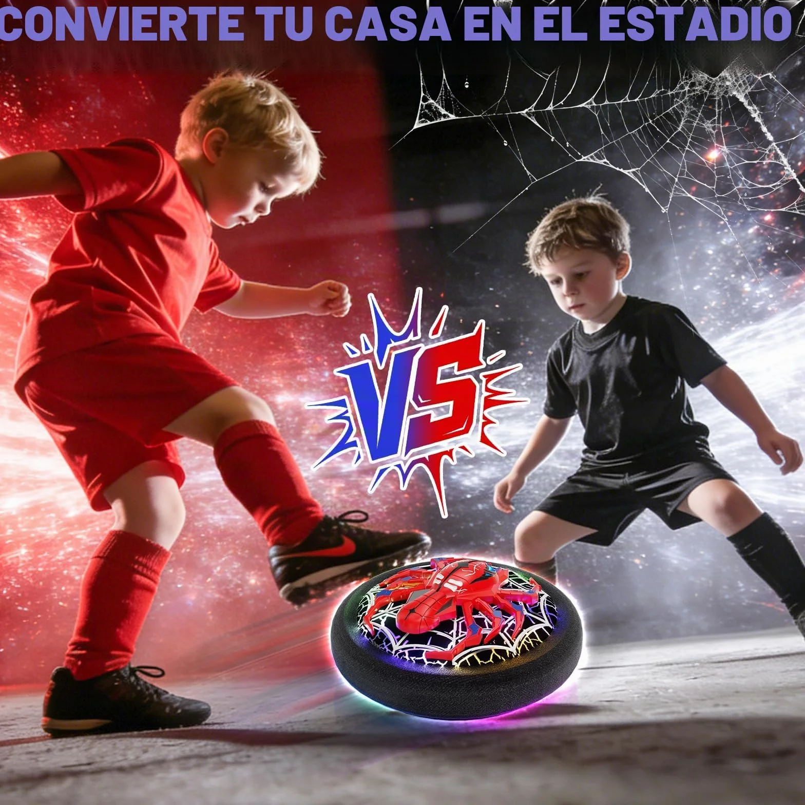 Spider Balón de Fútbol Flotante LED con Batería Recargable, Balón de Propulsión de Aire para Niños 3-8 Años