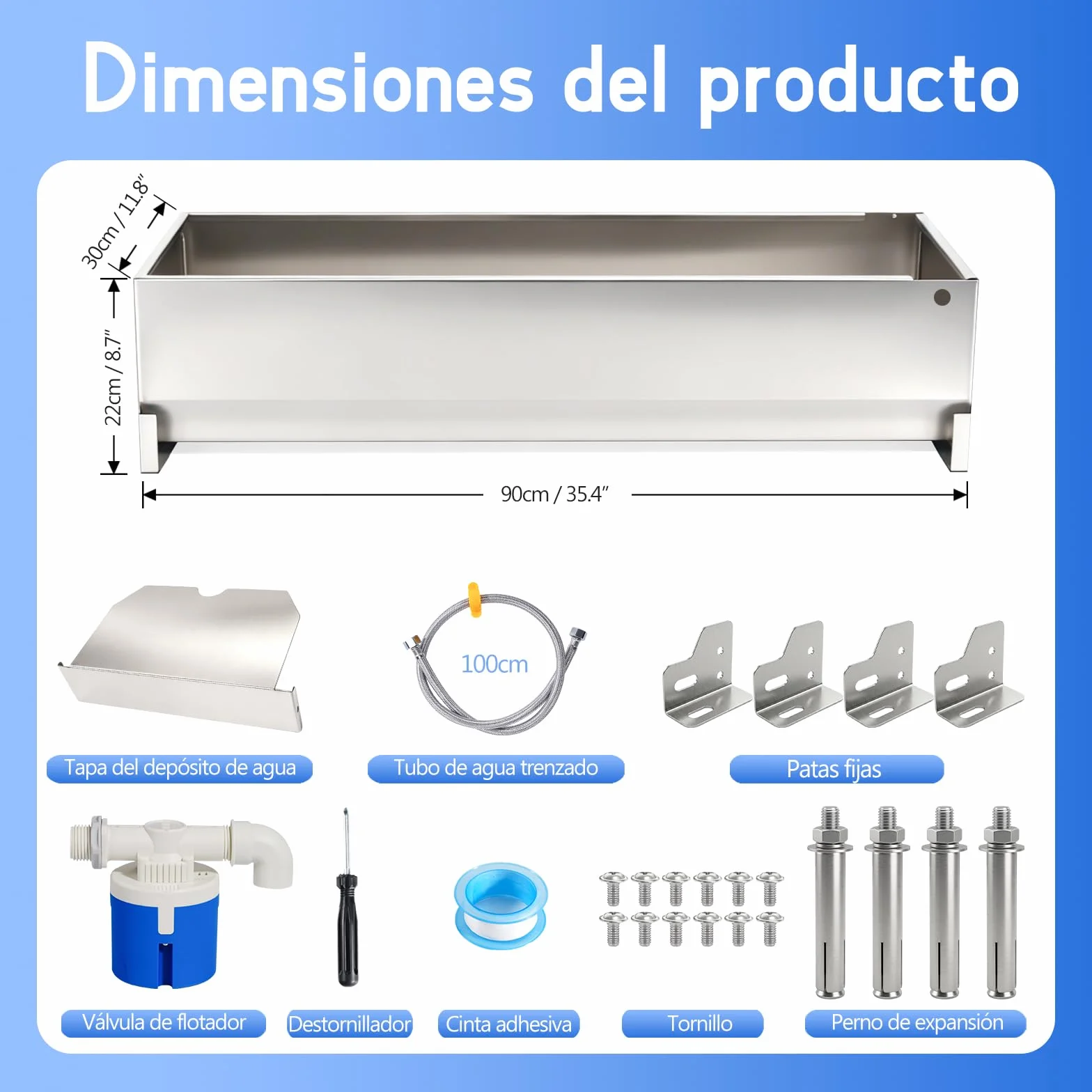 Bebedero Automático 50L Acero Inoxidable, Bebedero Exterior Gran Capacidad con Válvula de Flotador, Dispensador de Agua para Caballos, Vacas, Cerdos, Cabras y Perros Grandes