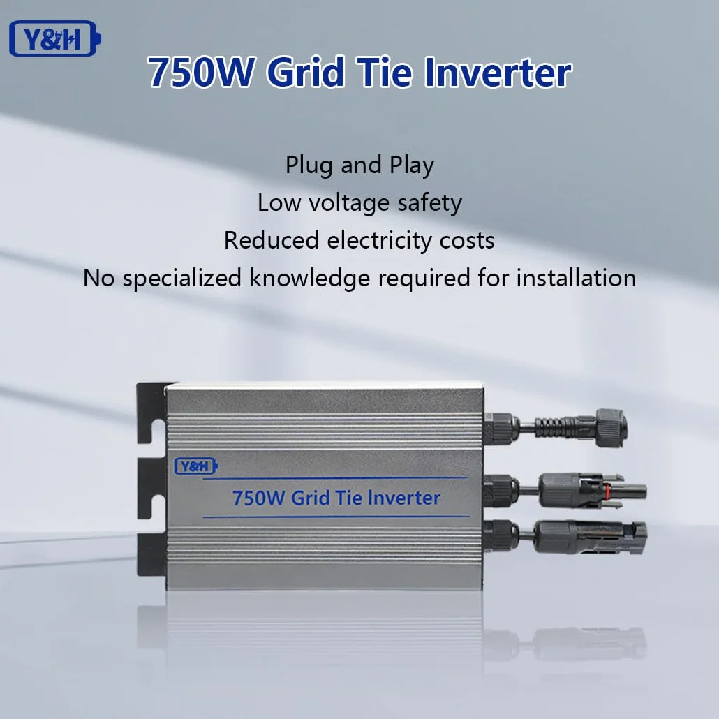 Y&H 750W Grid Tie Micro Inversor MPPT Solar Entrada 24-60V CA 220V Salida para panel solar de 24 V 36 V