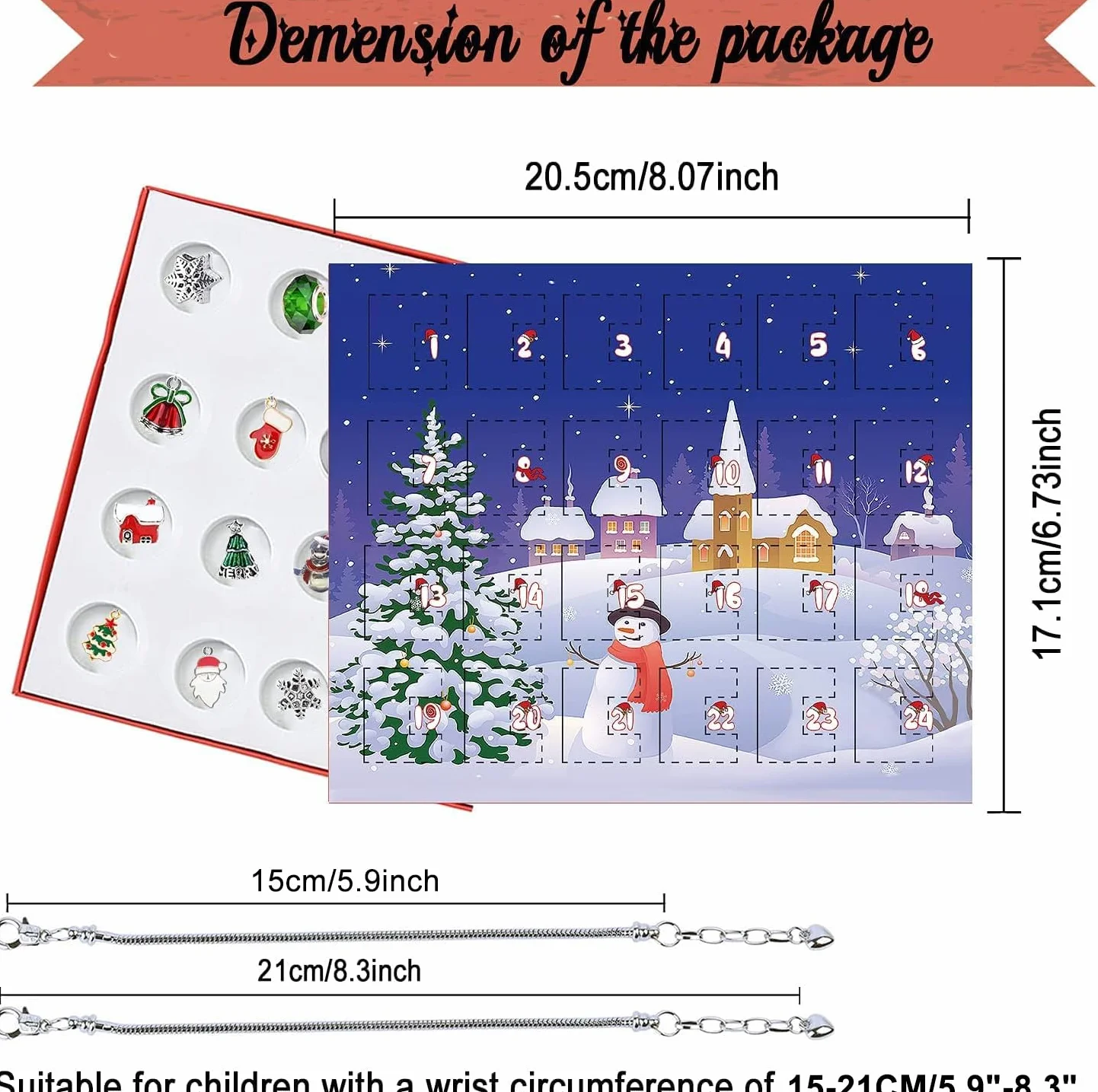 Calendario Adviento Niñas 2026 Pulsera con 22 Charm Regalo Navidad