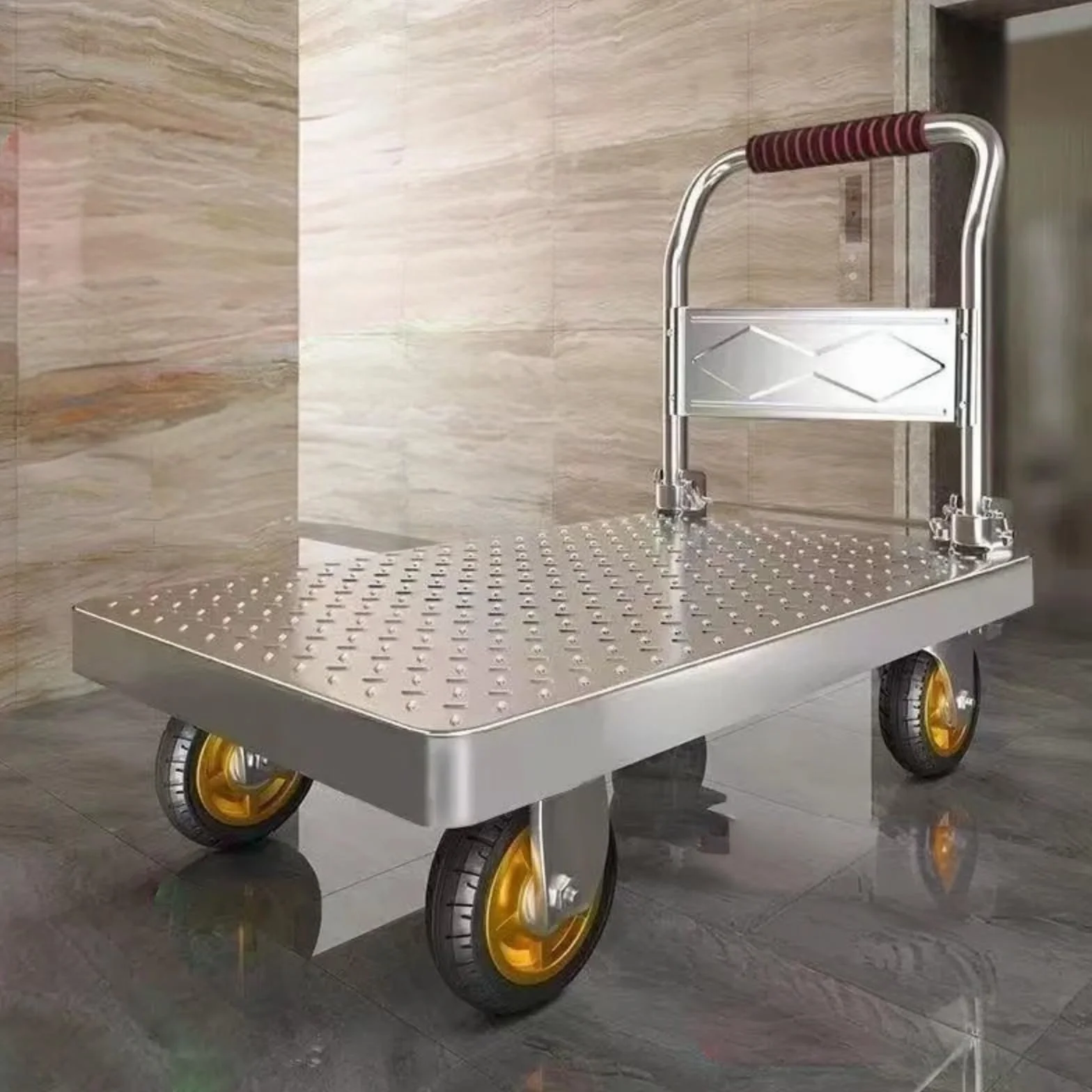 Carro Transporte,Carrito Plegable con Ruedas,Carro Plataforma,Carro De Jardin Carro Plegable De Empuje Fácil De Almacenar Máxima De Carga De 500kg (Size:73x48cm)