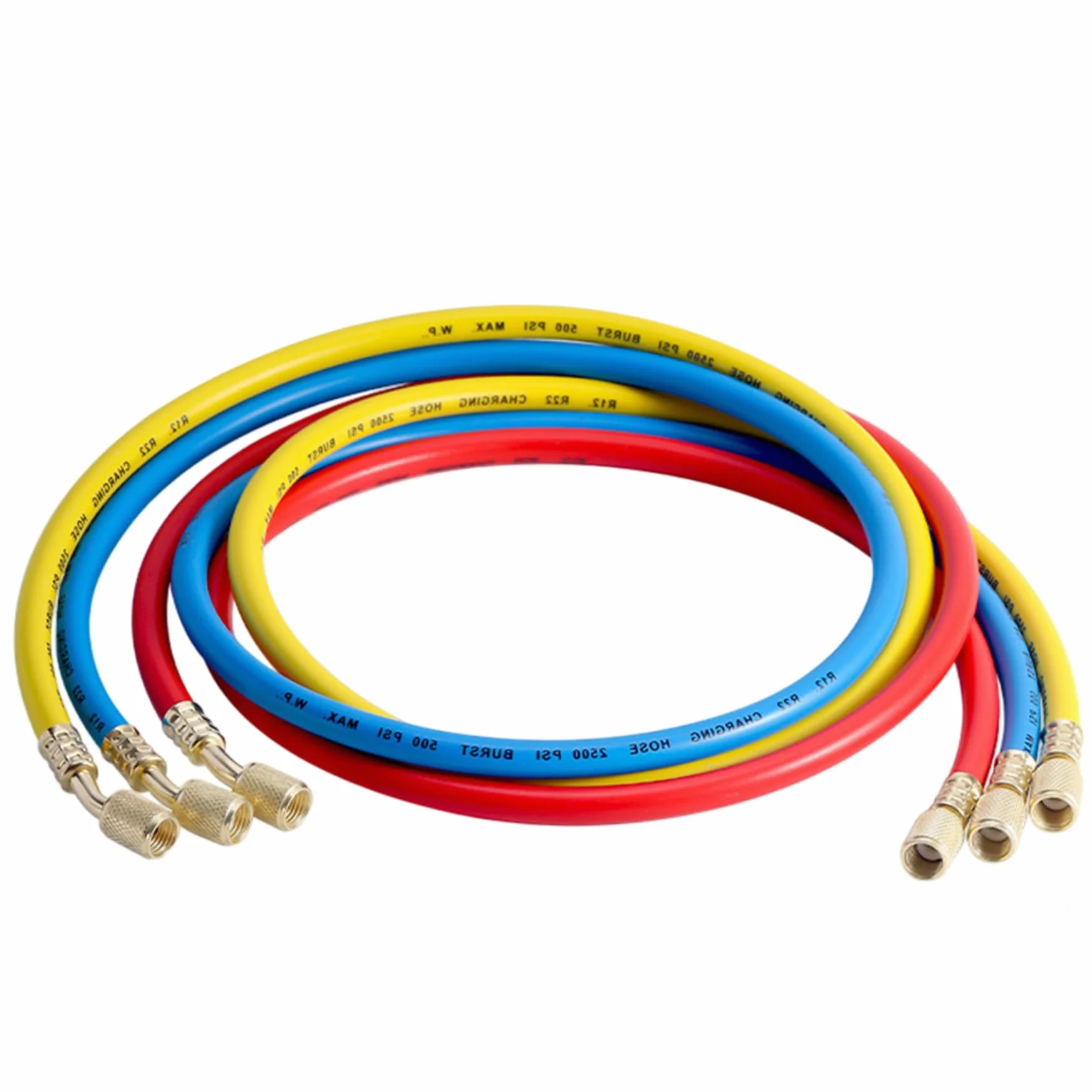 Mangueras de refrigerante de 3 piezas de 59 pulgadas y 1/4 rosca de baja pérdida Las mangueras de calibre de CA de goma a prueba de explosiones se aplican al R22 R410 R134 R32
