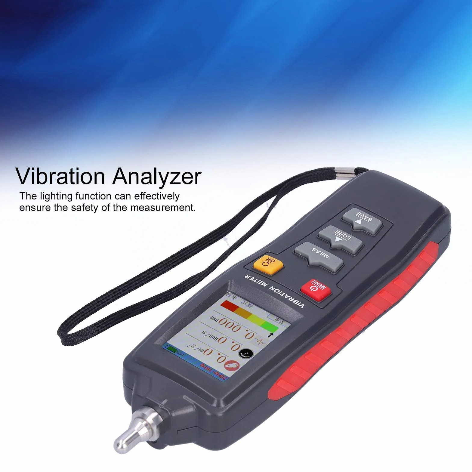ASHATA Medidor de Vibración Digital Acelerómetro de Alta Sensibilidad Probador de Vibración Portátil Vibrómetro Registrador de Datos Herramienta de Prueba de Vibración