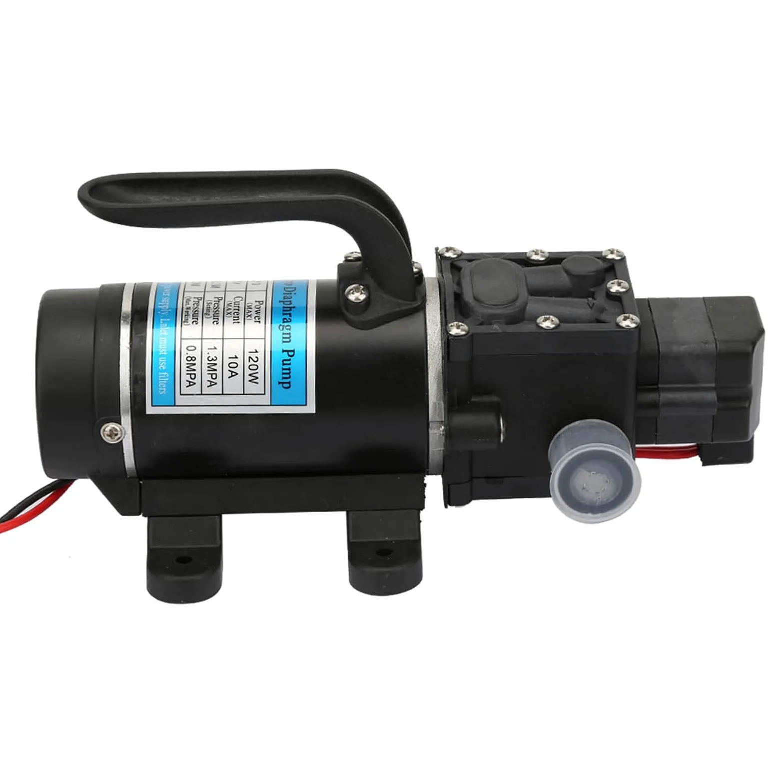 Bomba de Agua de Alta Presión 120W 10L/m 12V/24V Bomba de Agua Eléctrica Bomba de Diafragma Autocebante para Lavadora a Presión Sistemas de Riego Amantes del Jardín Artesanos (12V 3210YD-12-120FS)