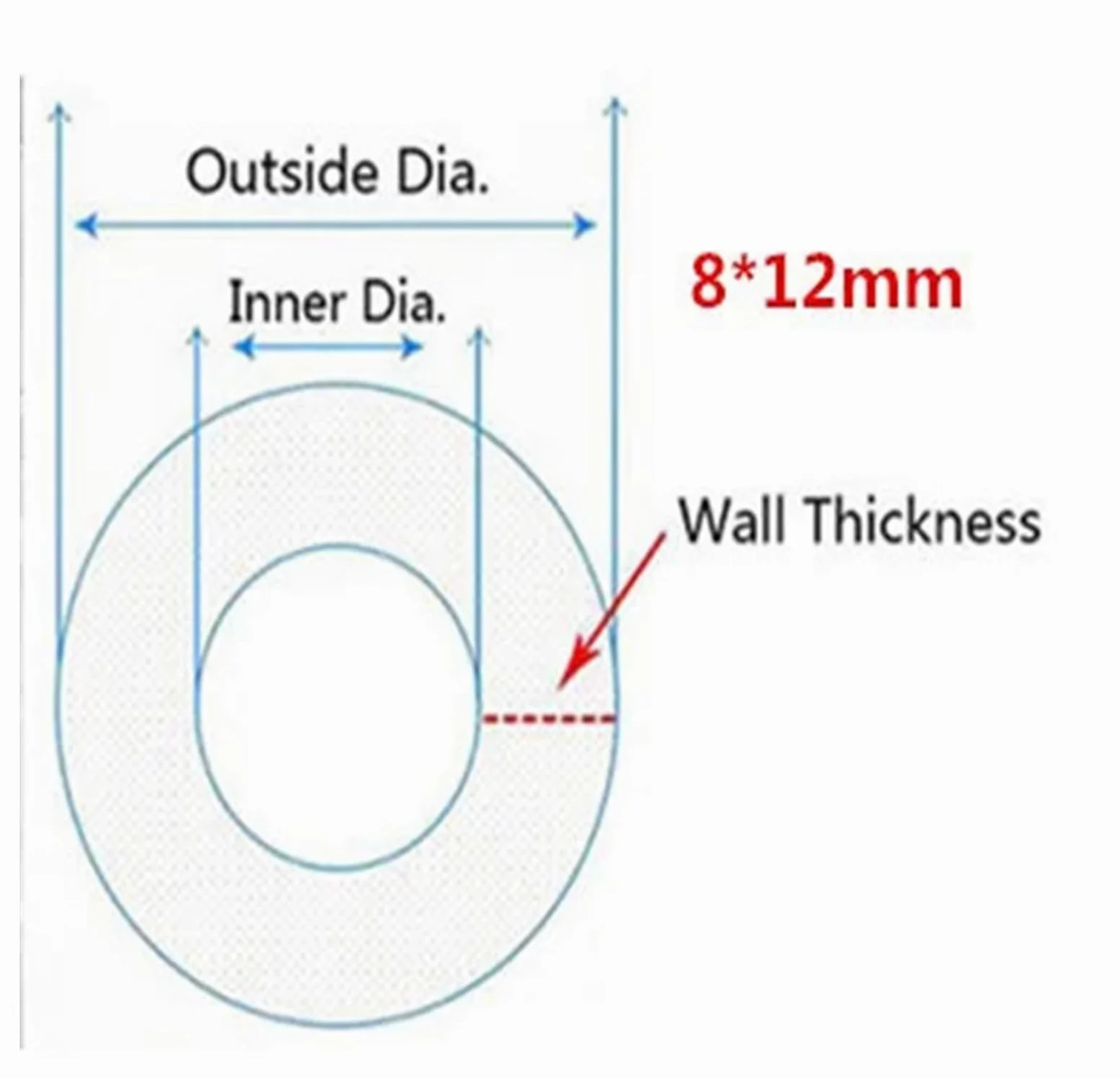 Tubo de silicona transparente transparente - Manguera de goma flexible for purificación de agua y bebidas (1M/5M)(8X12mm,10M)