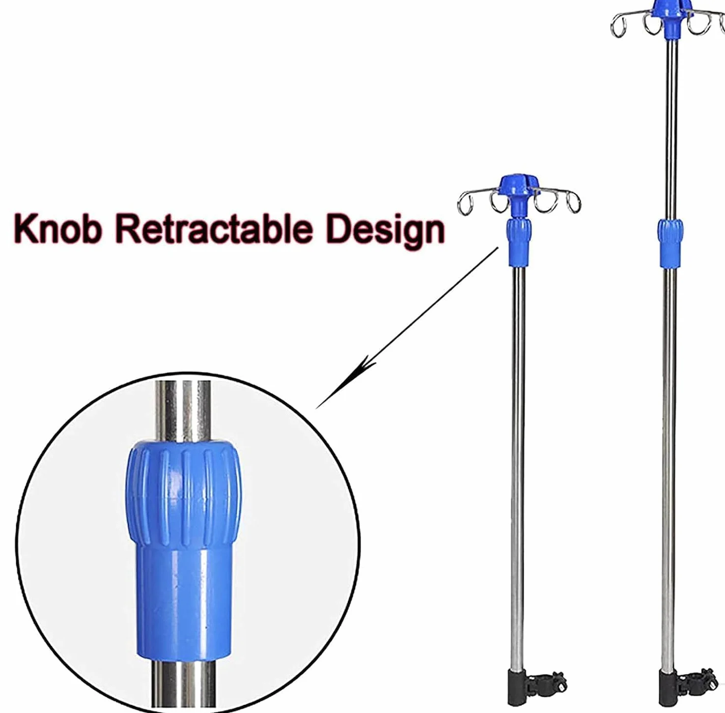 Soporte IV de Acero Inoxidable para Silla de Ruedas, Soporte para Bolsa IV, 4 Ganchos, Soporte para infusión Ajustable en Altura, 2 uds.