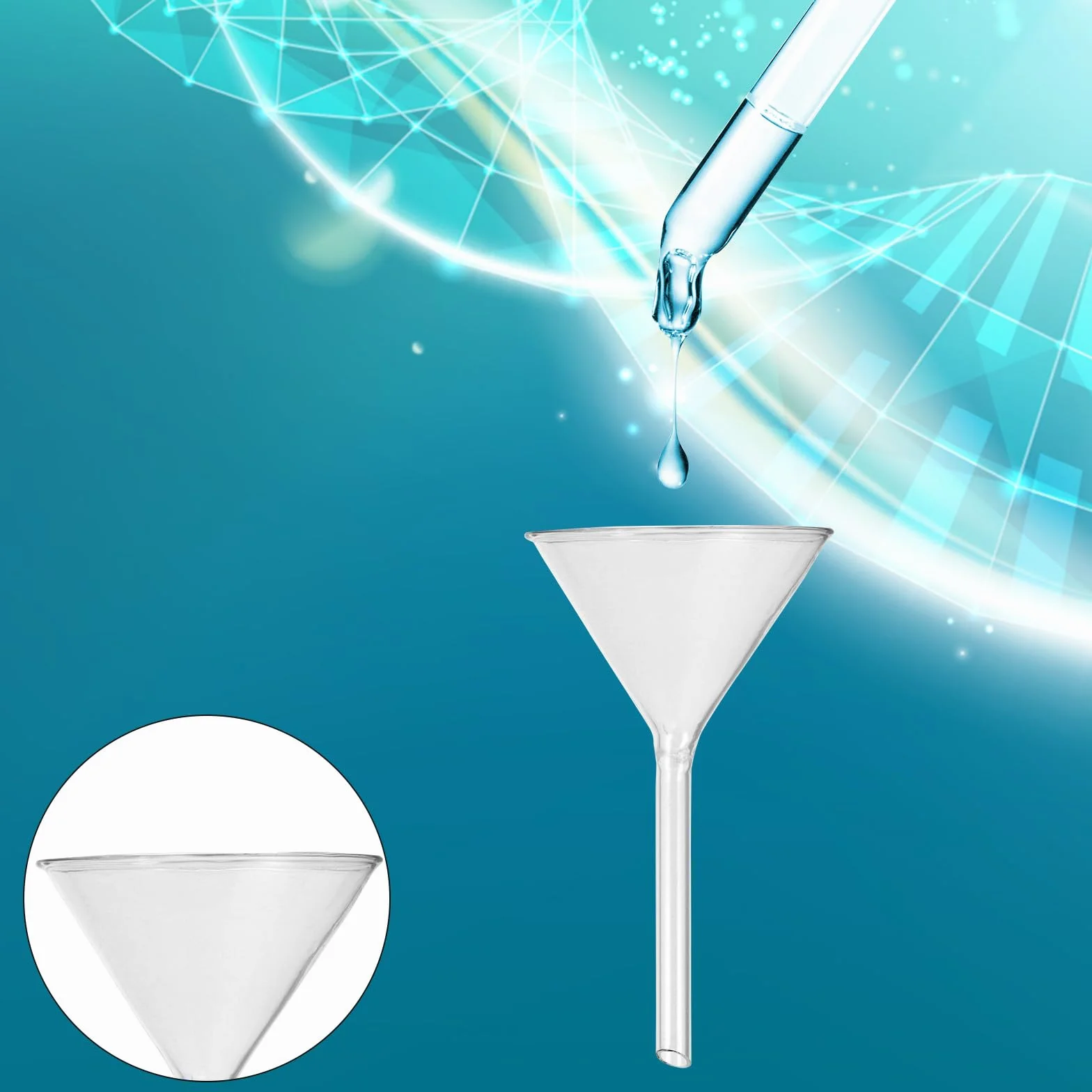 CHILDWEET Embudo de Vidrio de Laboratorio para Transferencia Precisa de Cuello Corto 4 Piezas Reutilizable y Ecológico Adecuado para Experimentos Químicos y Botellas Pequeñas