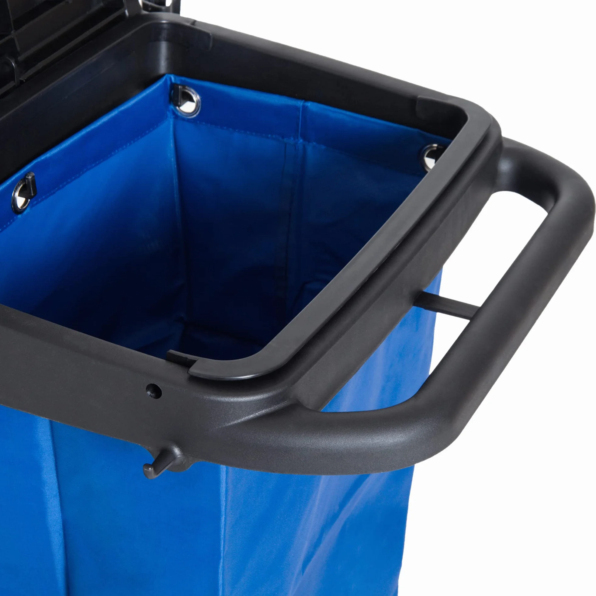 HOMCOM Carro de Limpieza con Bolsa de Basura Carro de Servicio con Cubos de Fregar de 18L Escurridor de Prensa y Estantes para Hotel 111x63,3x103 cm Multicolor