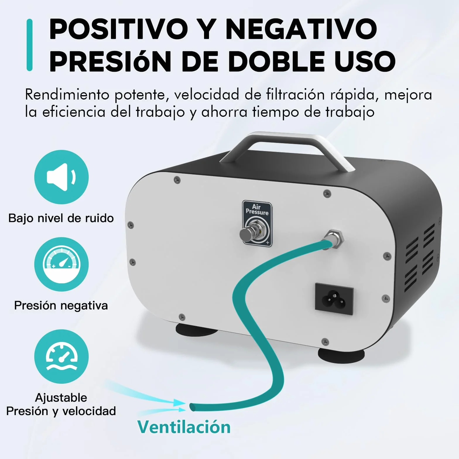 LAB FISH VP-20PRO Bomba de Vacío Sin Aceite 20L/min, Ajustable Presión/Caudal, 0.08MPa, para Laboratorio, Industria, Investigación