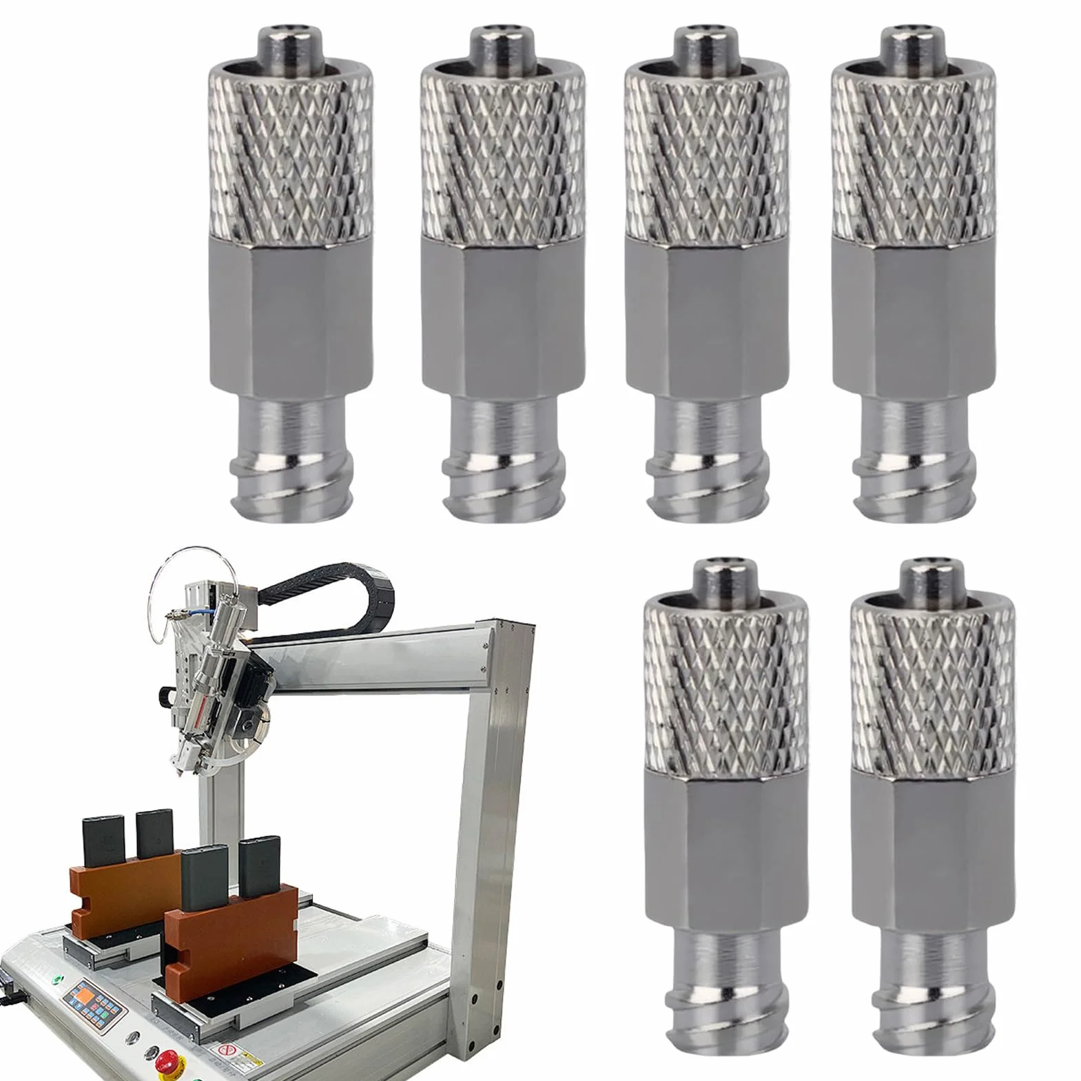 Adaptador de Luer Lock Metal 6 Piezas para Dispensador Conexión Precisión Lubricación Industrial Automotriz